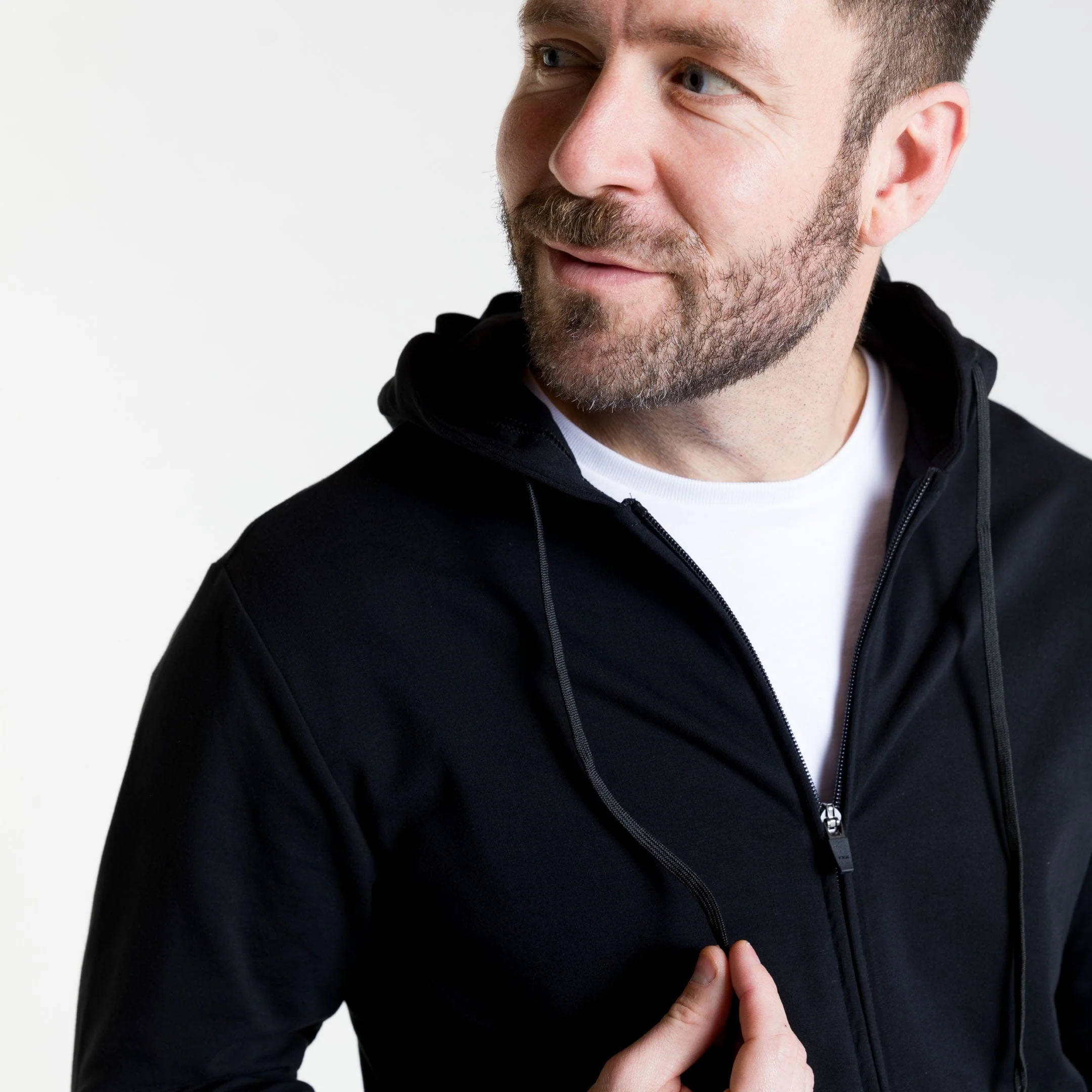 Black French Terry Full-Zip Hoodie - Image 3