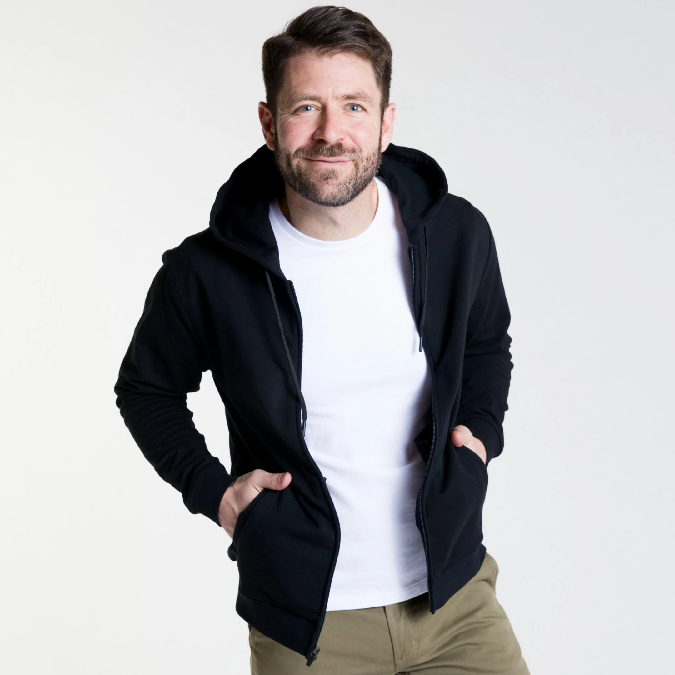 Black French Terry Full-Zip Hoodie - Image 7