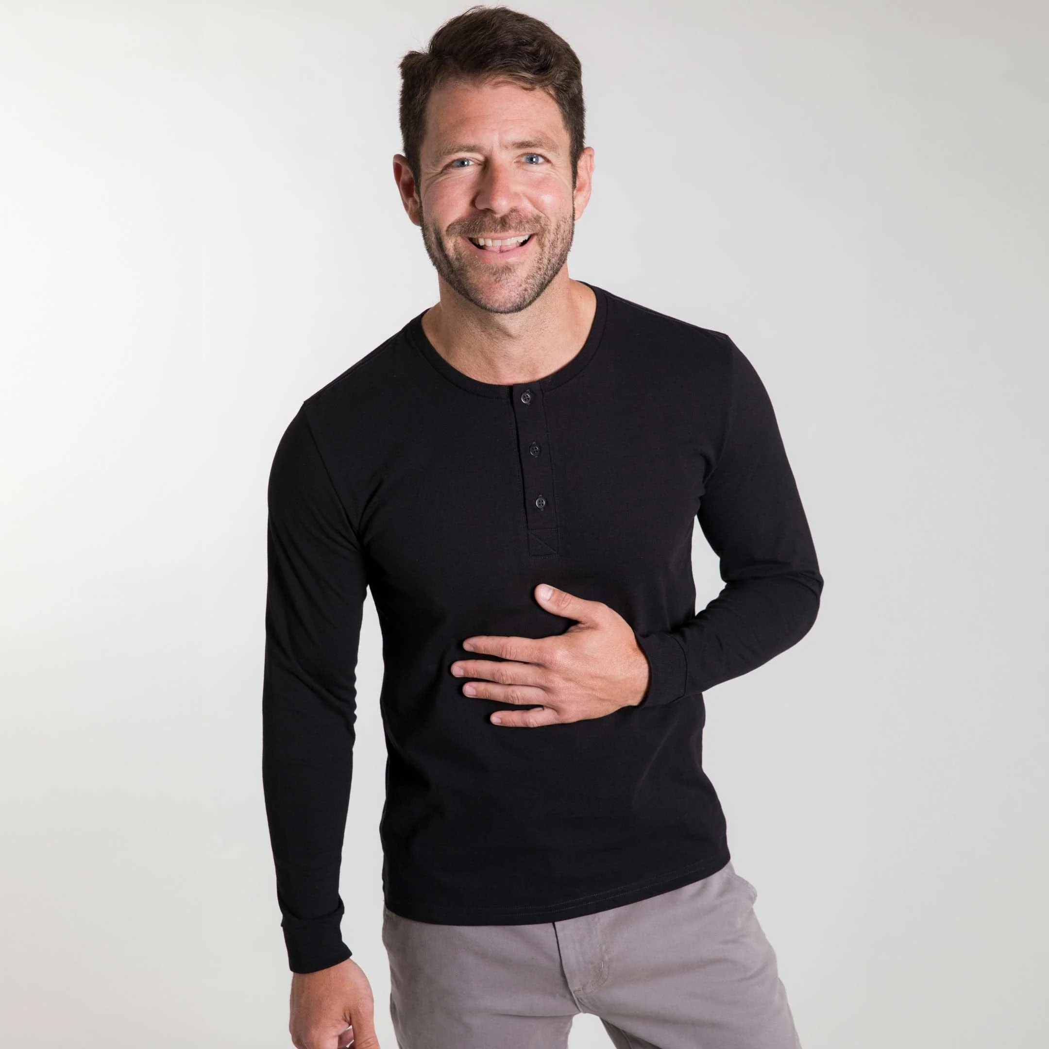 Black Long Sleeve Pima Cotton Henley - Image 5