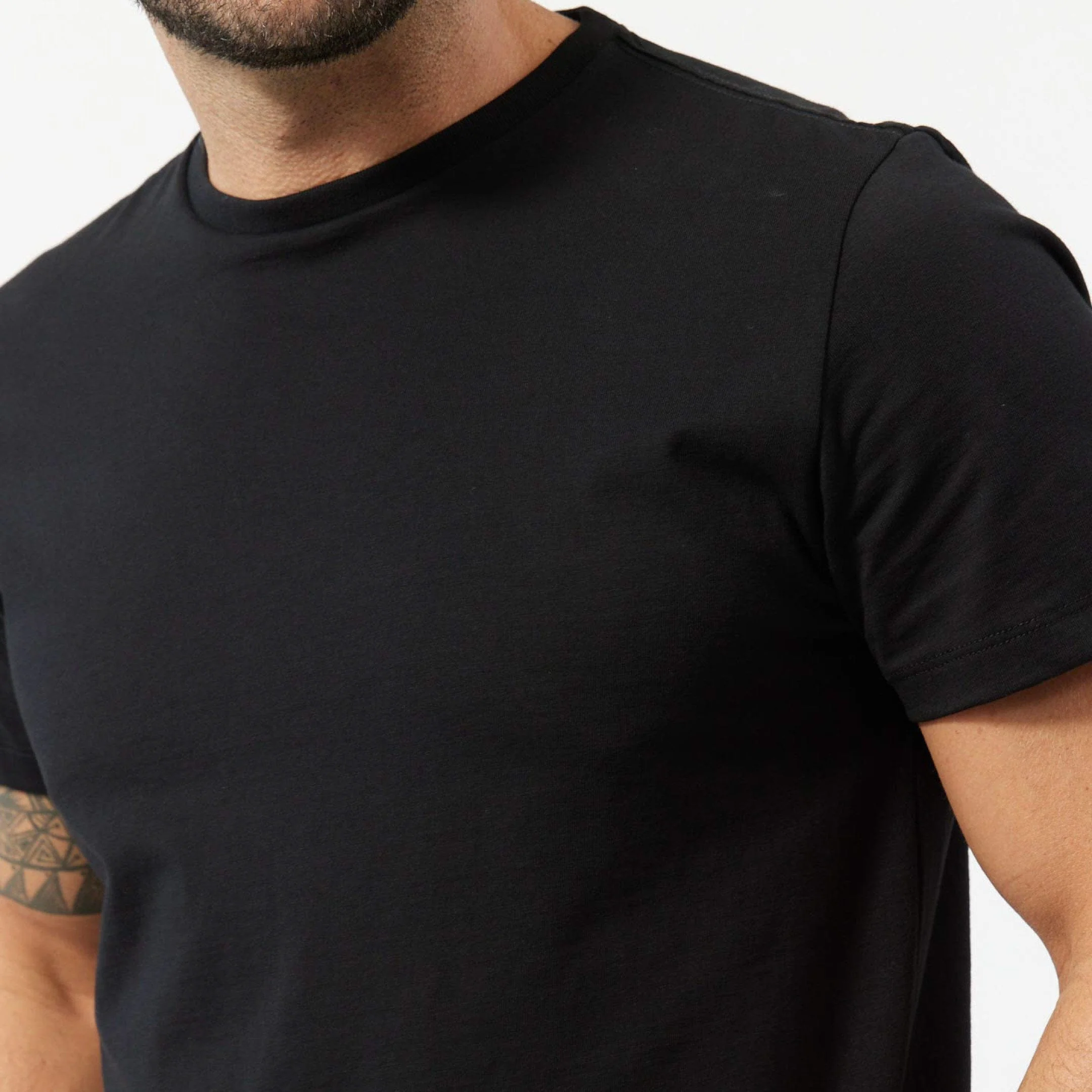 Black Pima Cotton Crew Neck Tee - Image 4