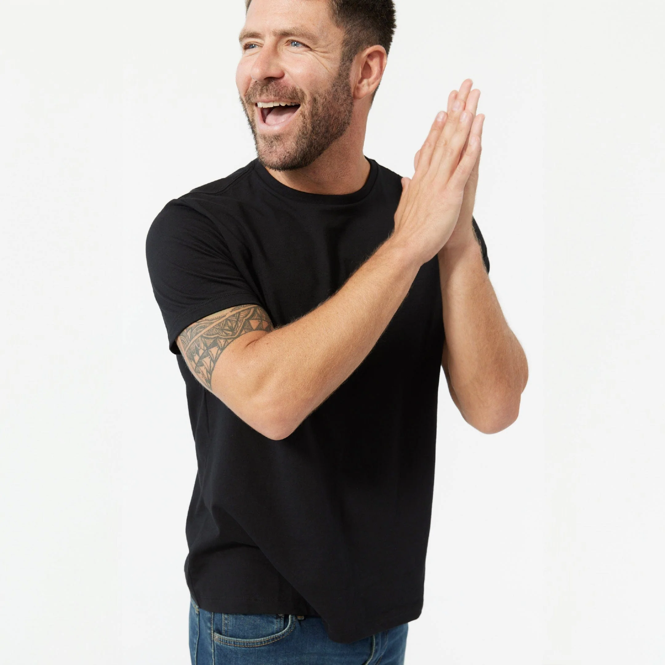 Black Pima Cotton Crew Neck Tee - Image 5