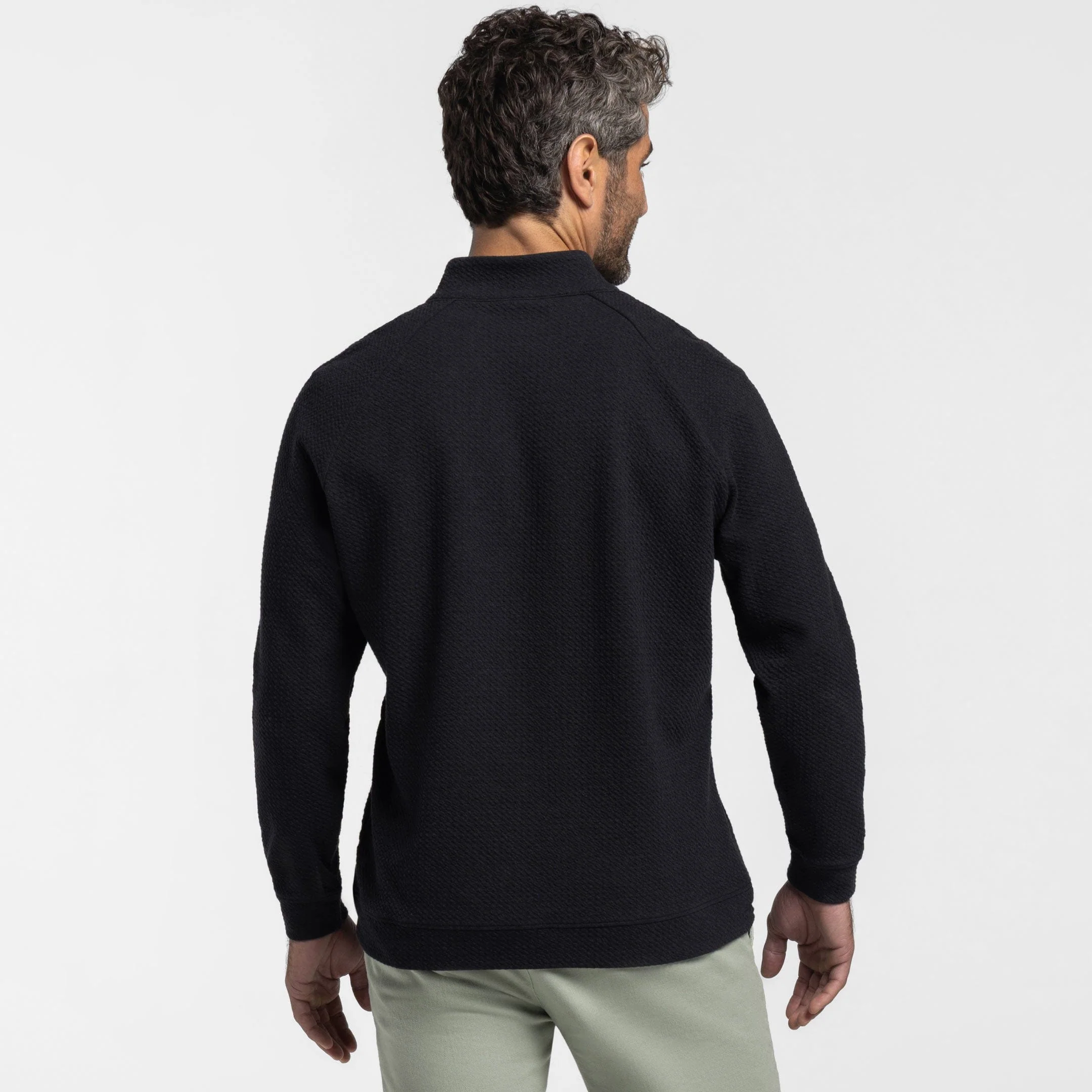 Black Textured Hybrid Quarter-Zip - Image 3