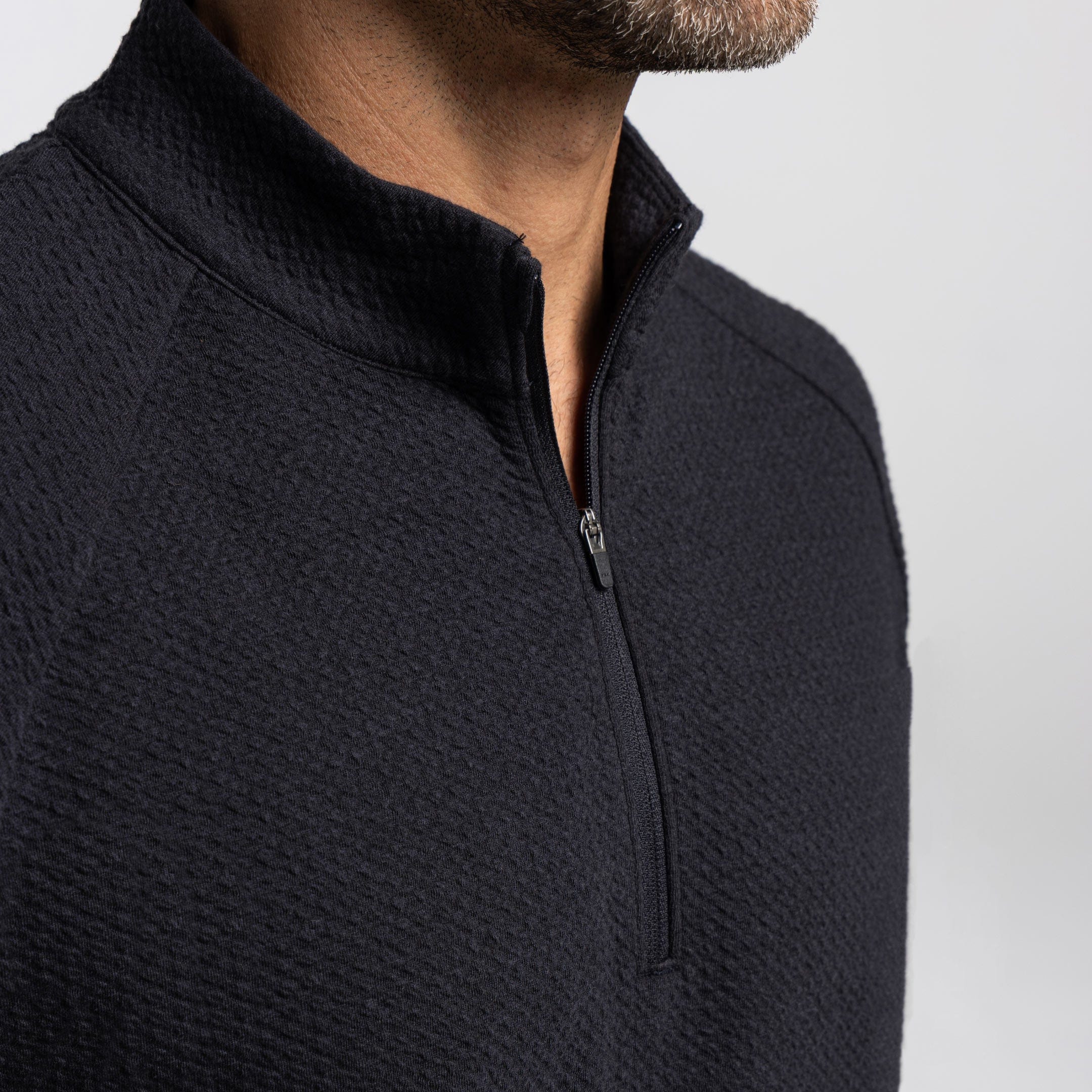 Black Textured Hybrid Quarter-Zip - Image 4