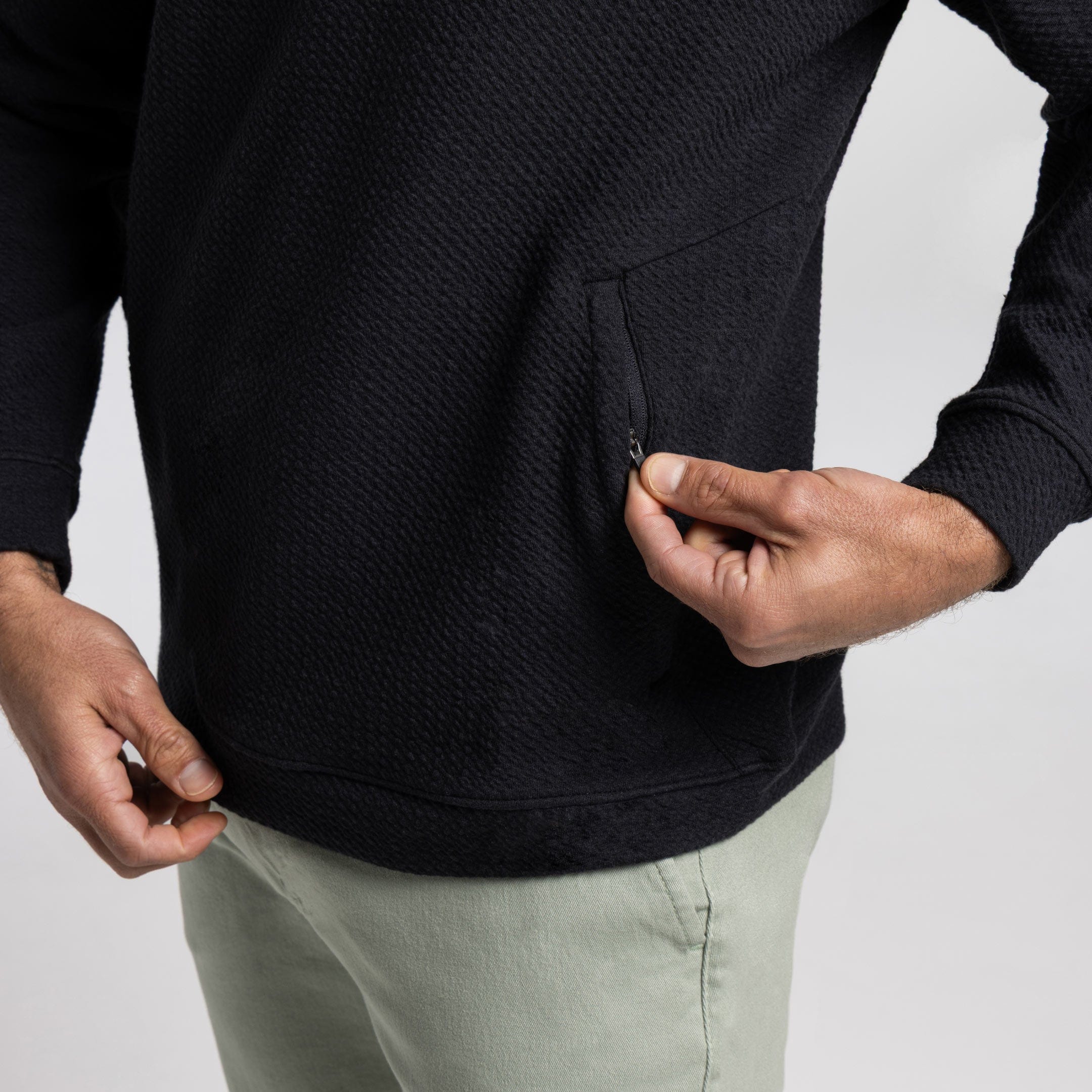 Black Textured Hybrid Quarter-Zip - Image 5