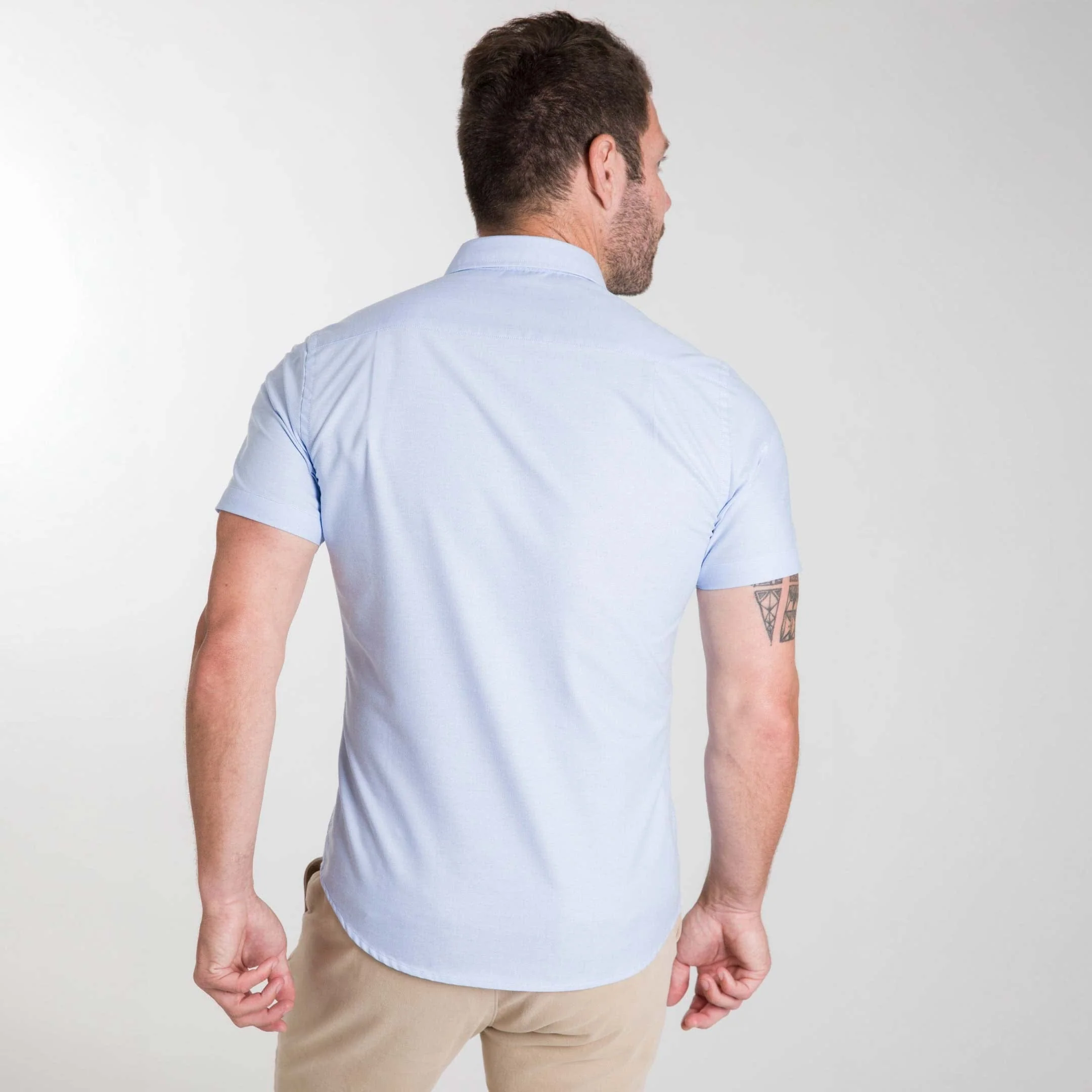 Blue Oxford Wrinkle Free Short Sleeve Shirt - Image 3