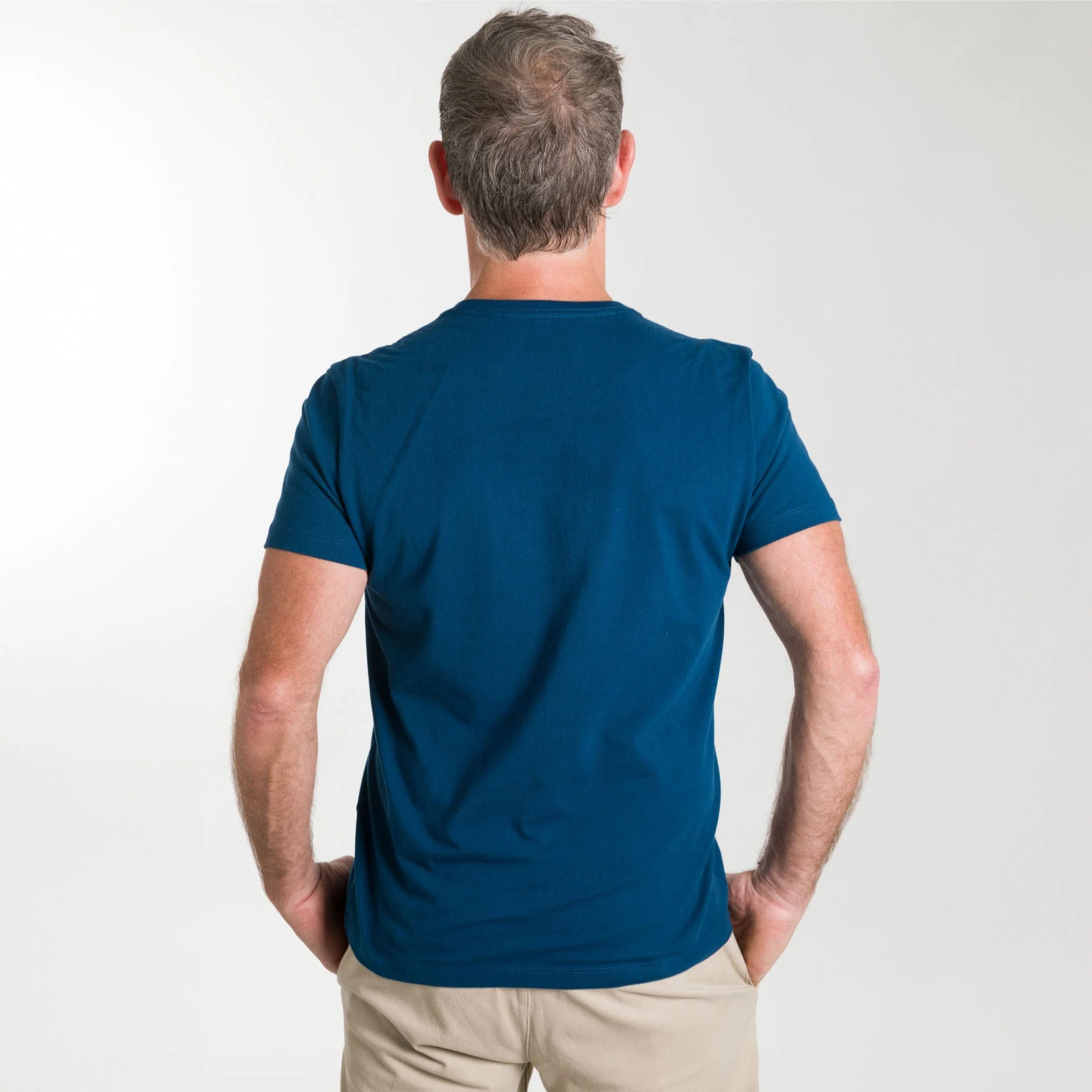 Blue Pima Cotton Crew Neck Tee - Image 3