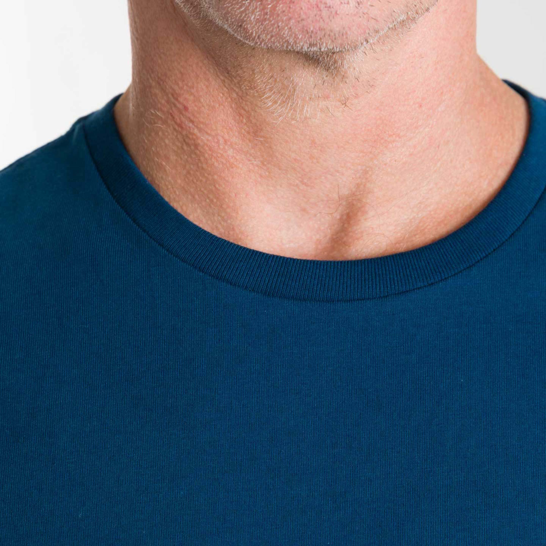 Blue Pima Cotton Crew Neck Tee - Image 4