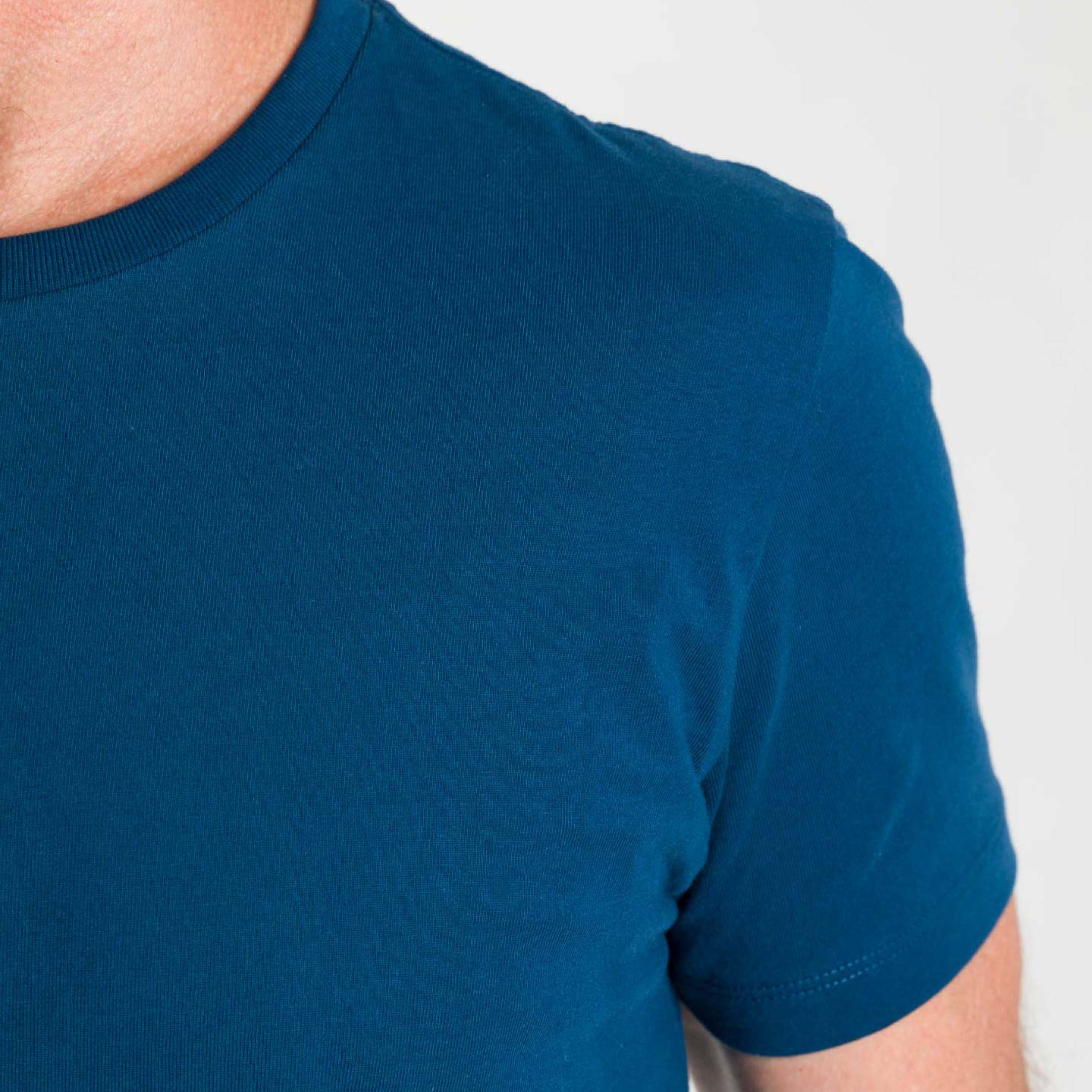 Blue Pima Cotton Crew Neck Tee - Image 5