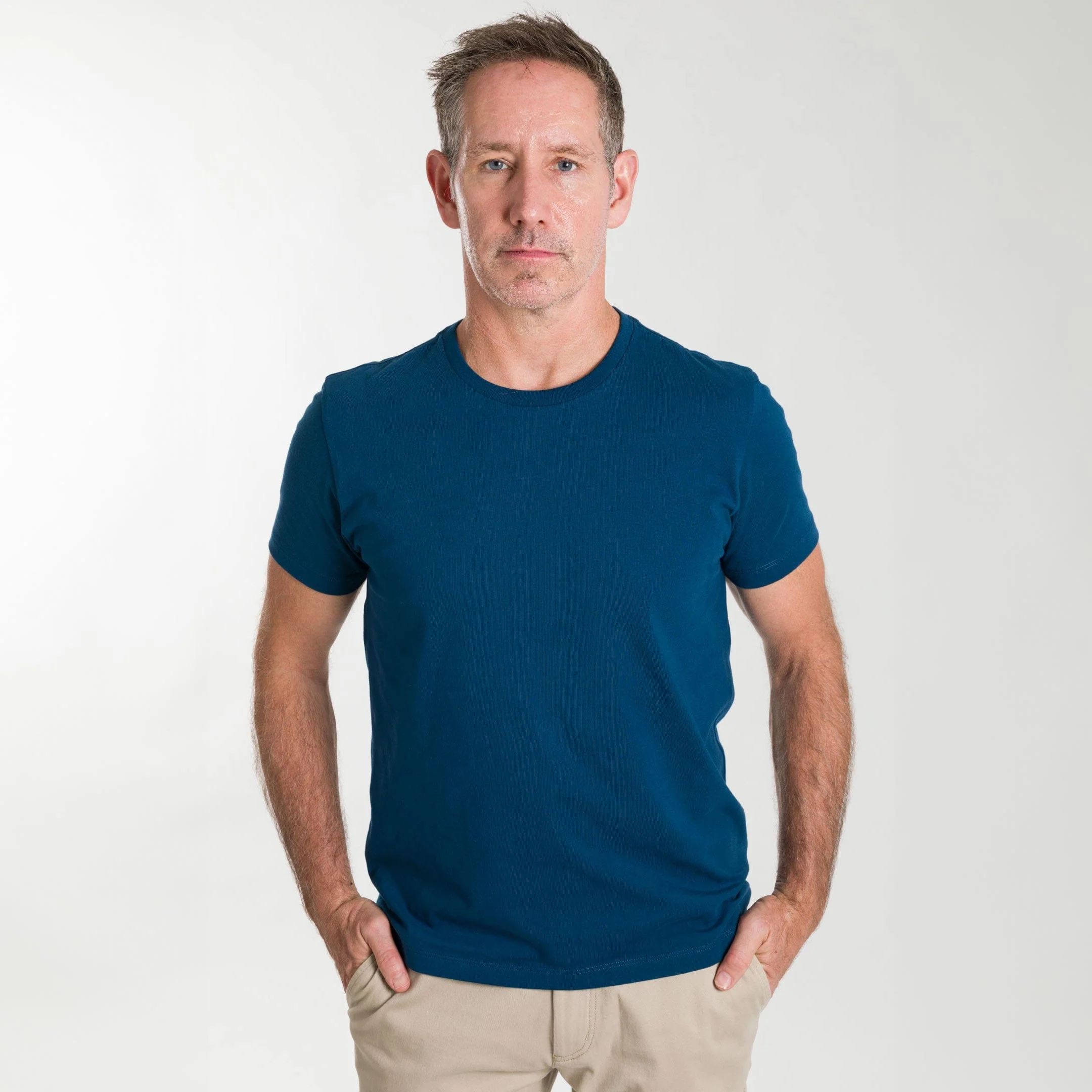 Blue Pima Cotton Crew Neck Tee - Image 6
