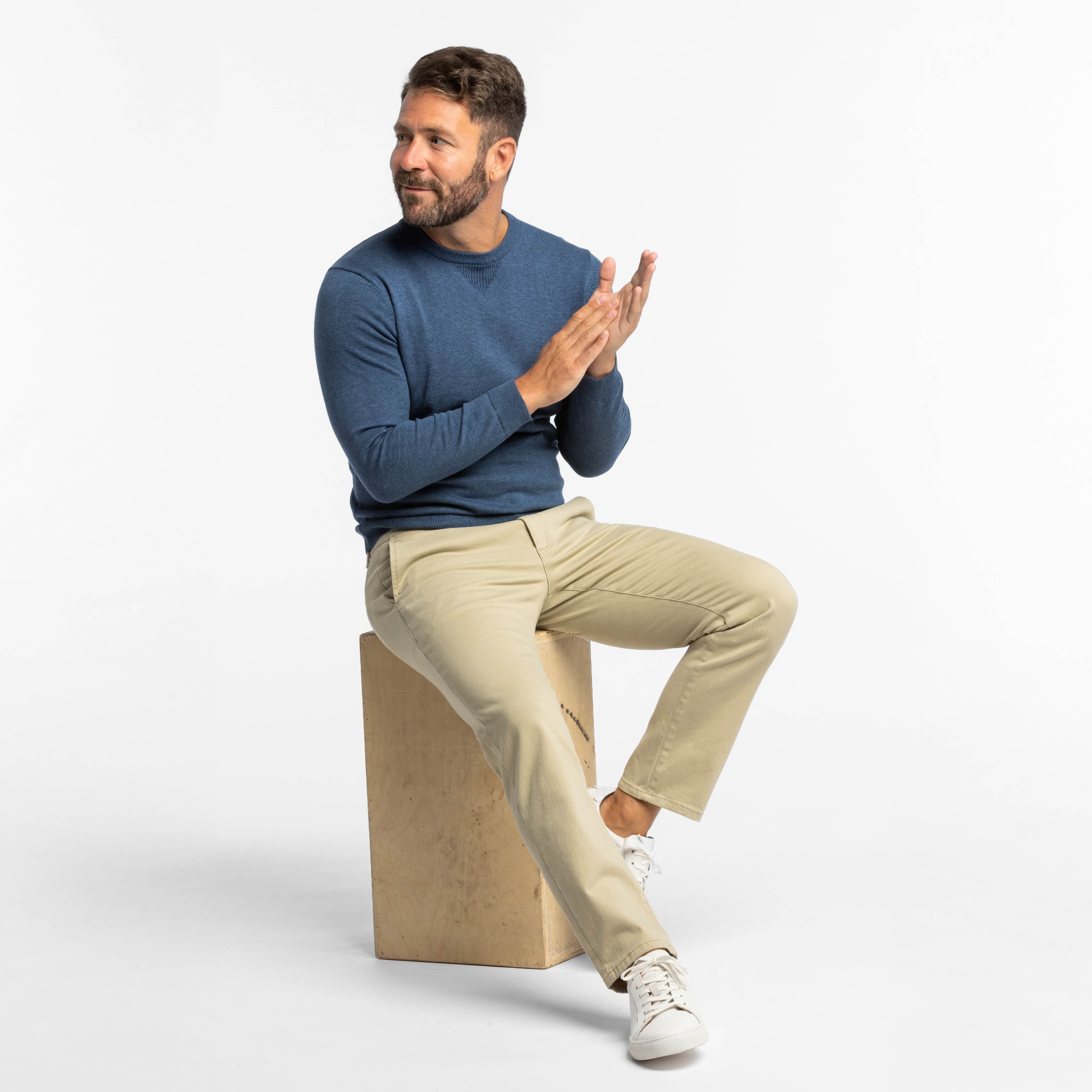 Bright Blue Cotton Crew Neck Sweater - Image 3