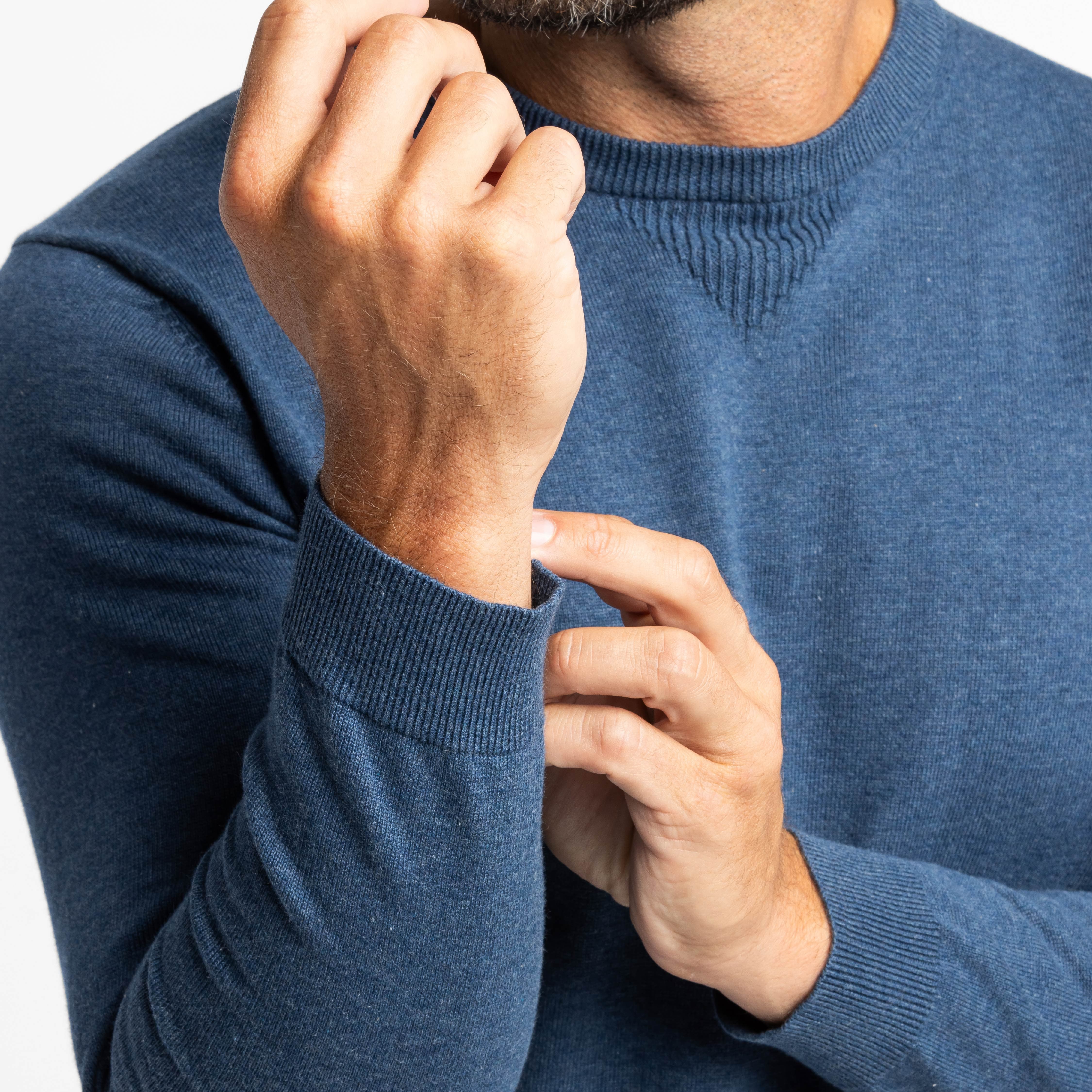 Bright Blue Cotton Crew Neck Sweater - Image 5