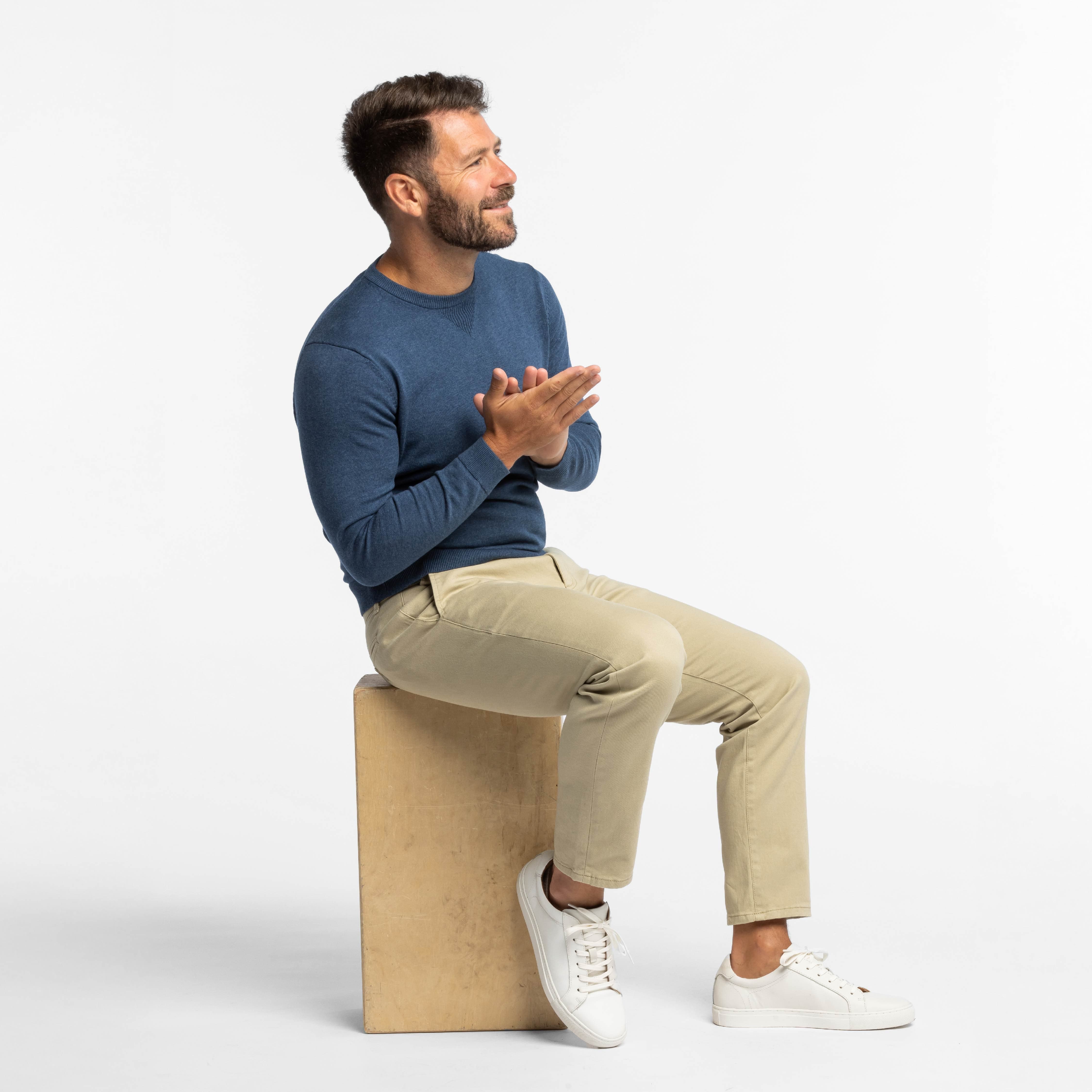 Bright Blue Cotton Crew Neck Sweater - Image 6