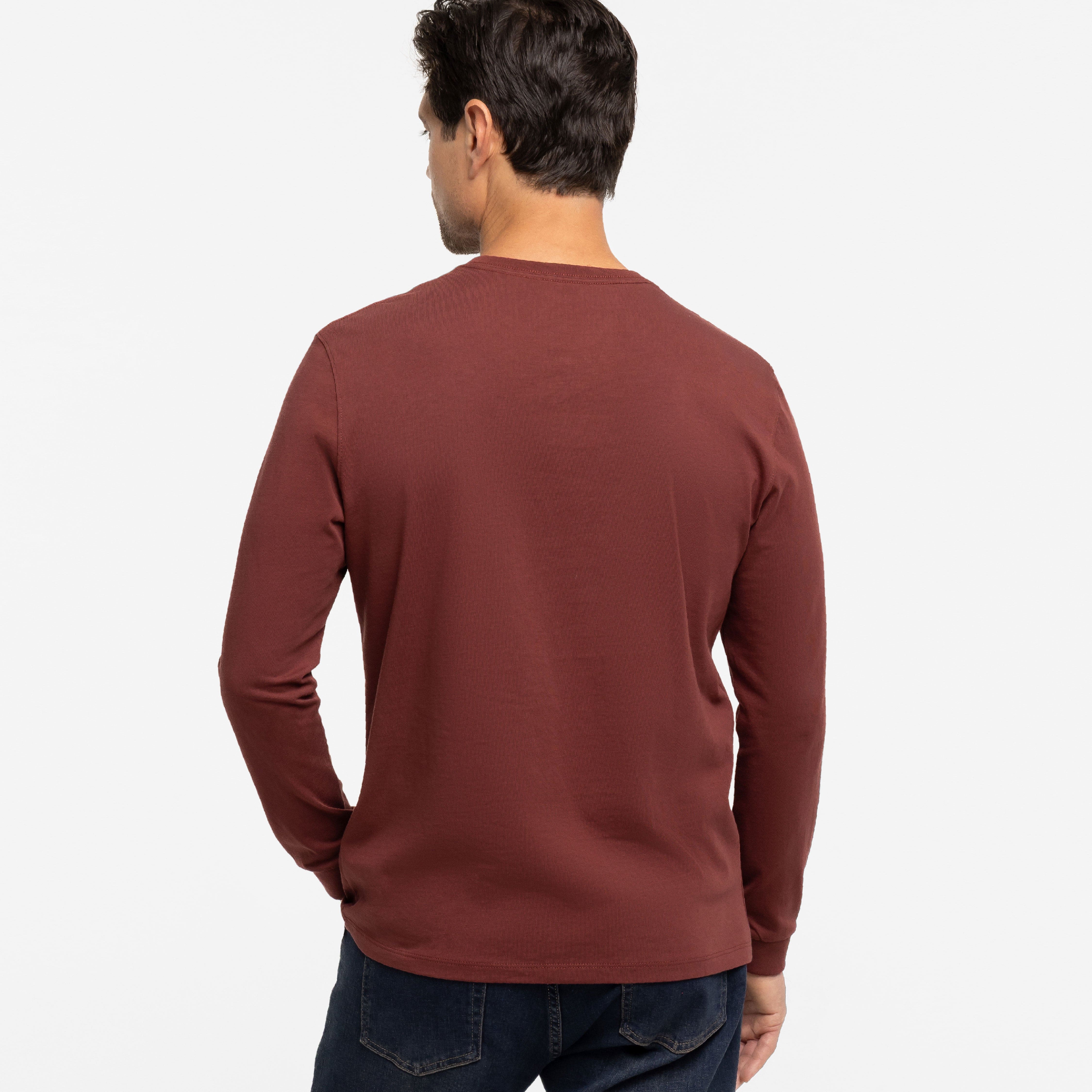 Burgundy Long Sleeve Pima Cotton Henley - Image 3