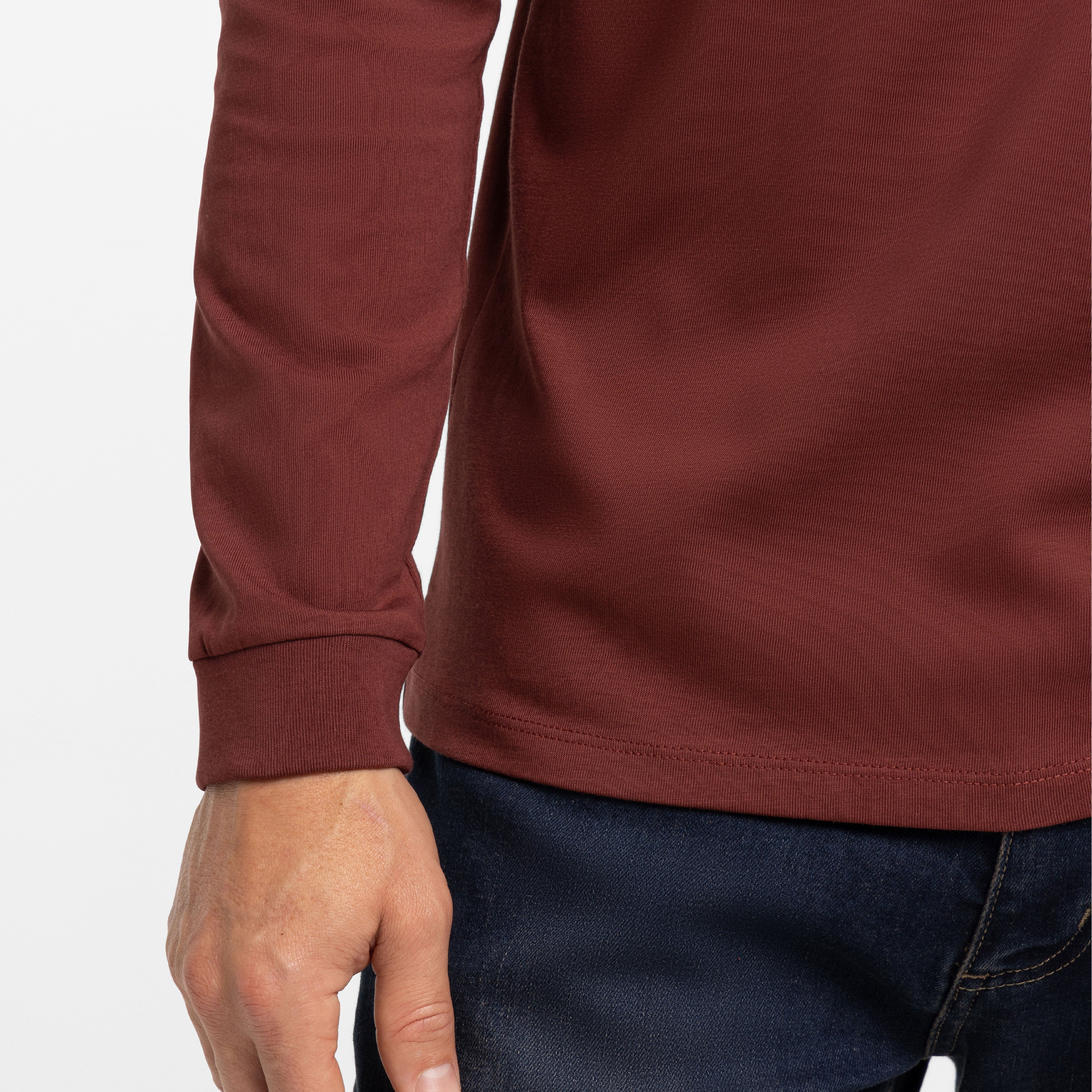 Burgundy Long Sleeve Pima Cotton Henley - Image 5