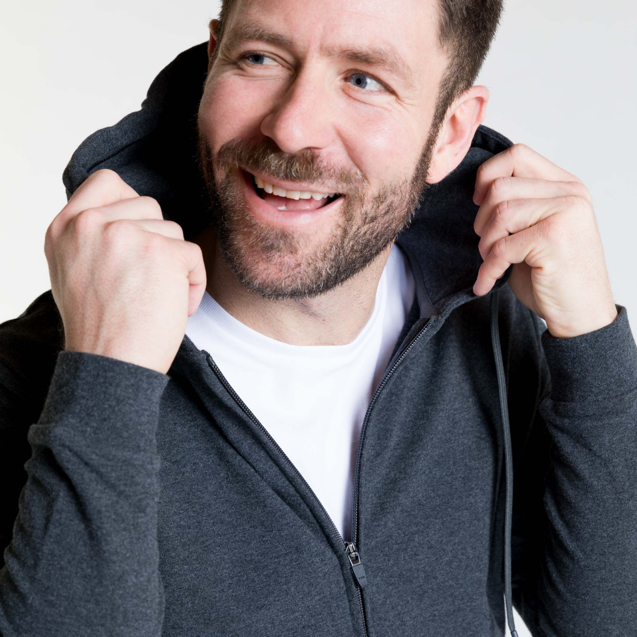 Charcoal French Terry Full-Zip Hoodie - Image 3