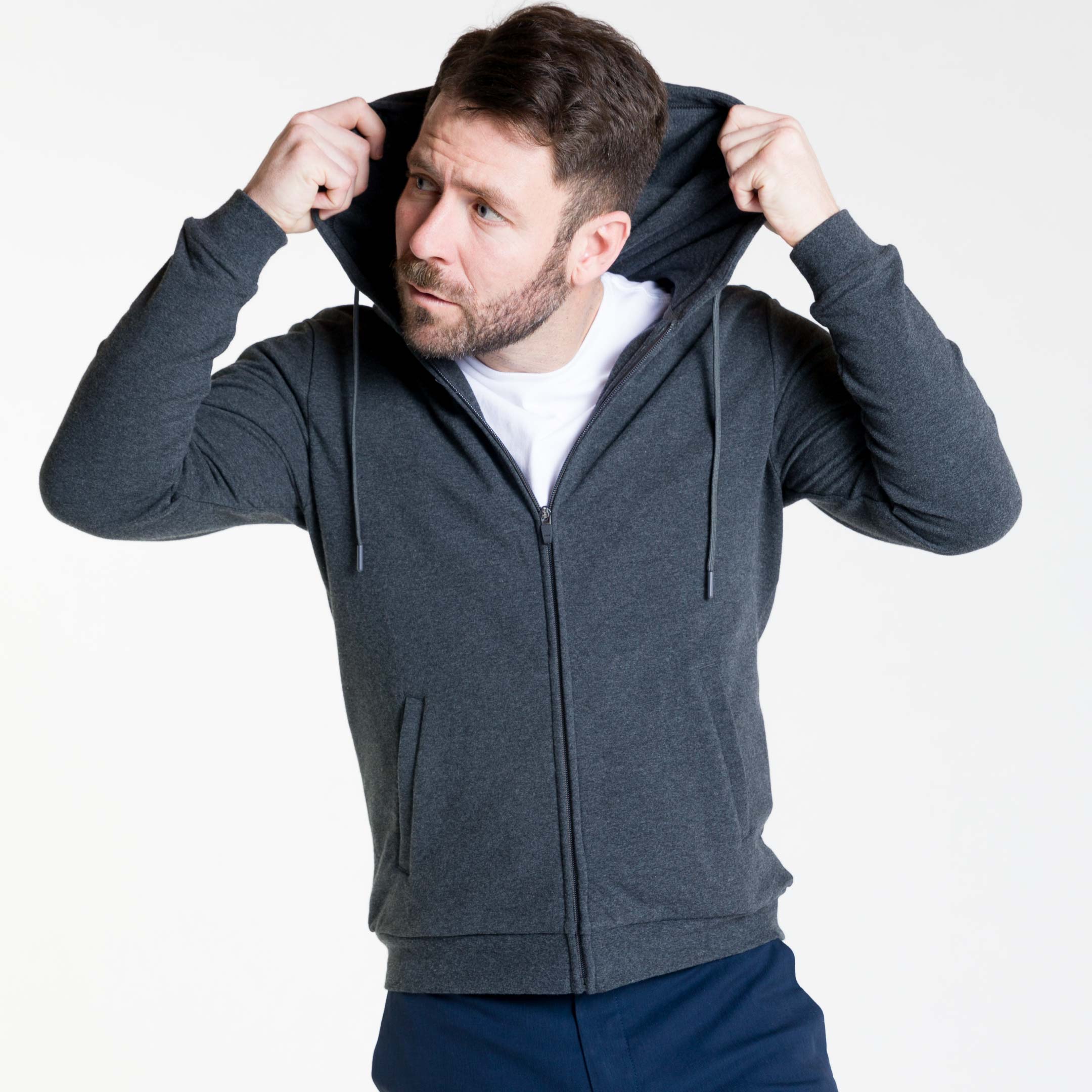 Charcoal French Terry Full-Zip Hoodie - Image 5