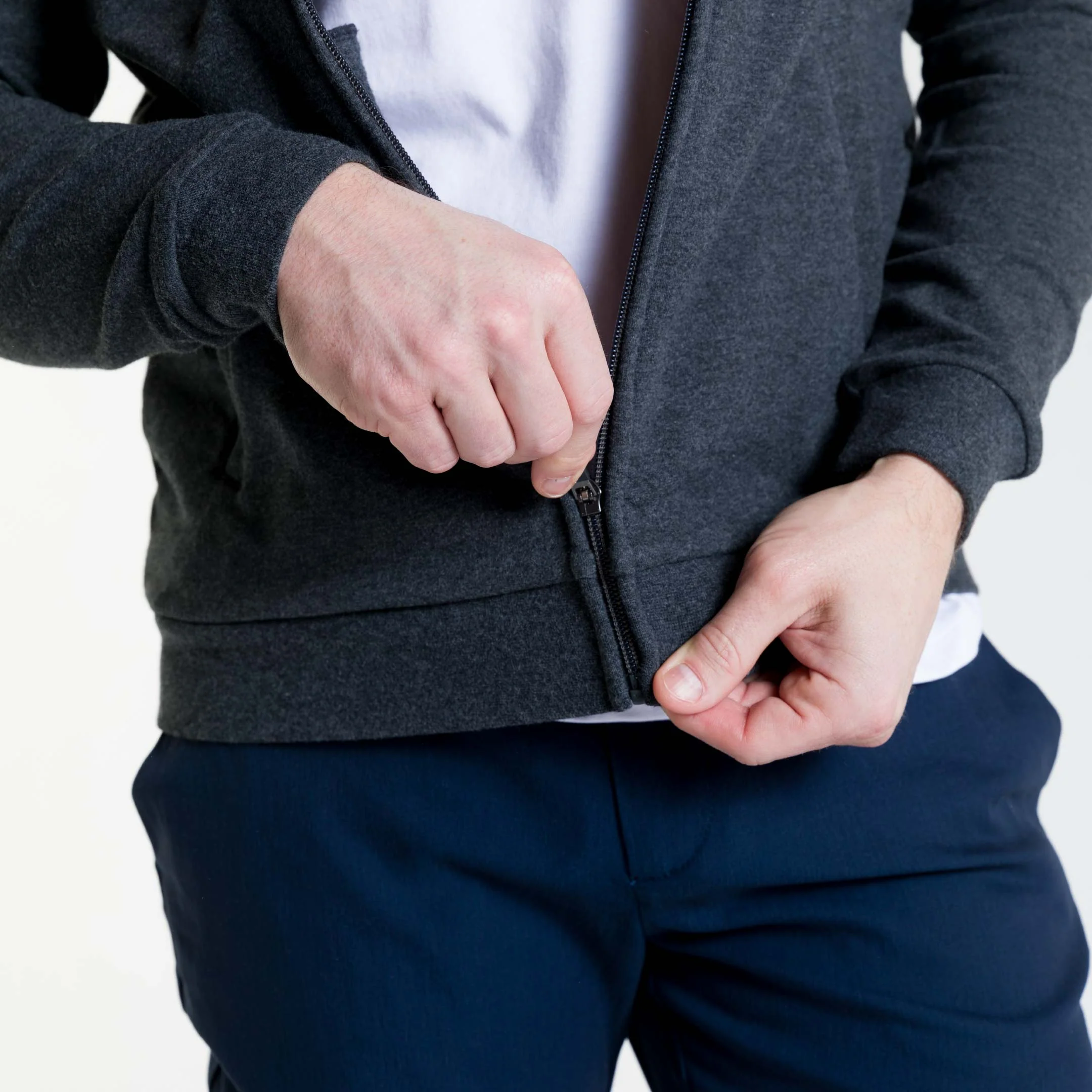 Charcoal French Terry Full-Zip Hoodie - Image 6