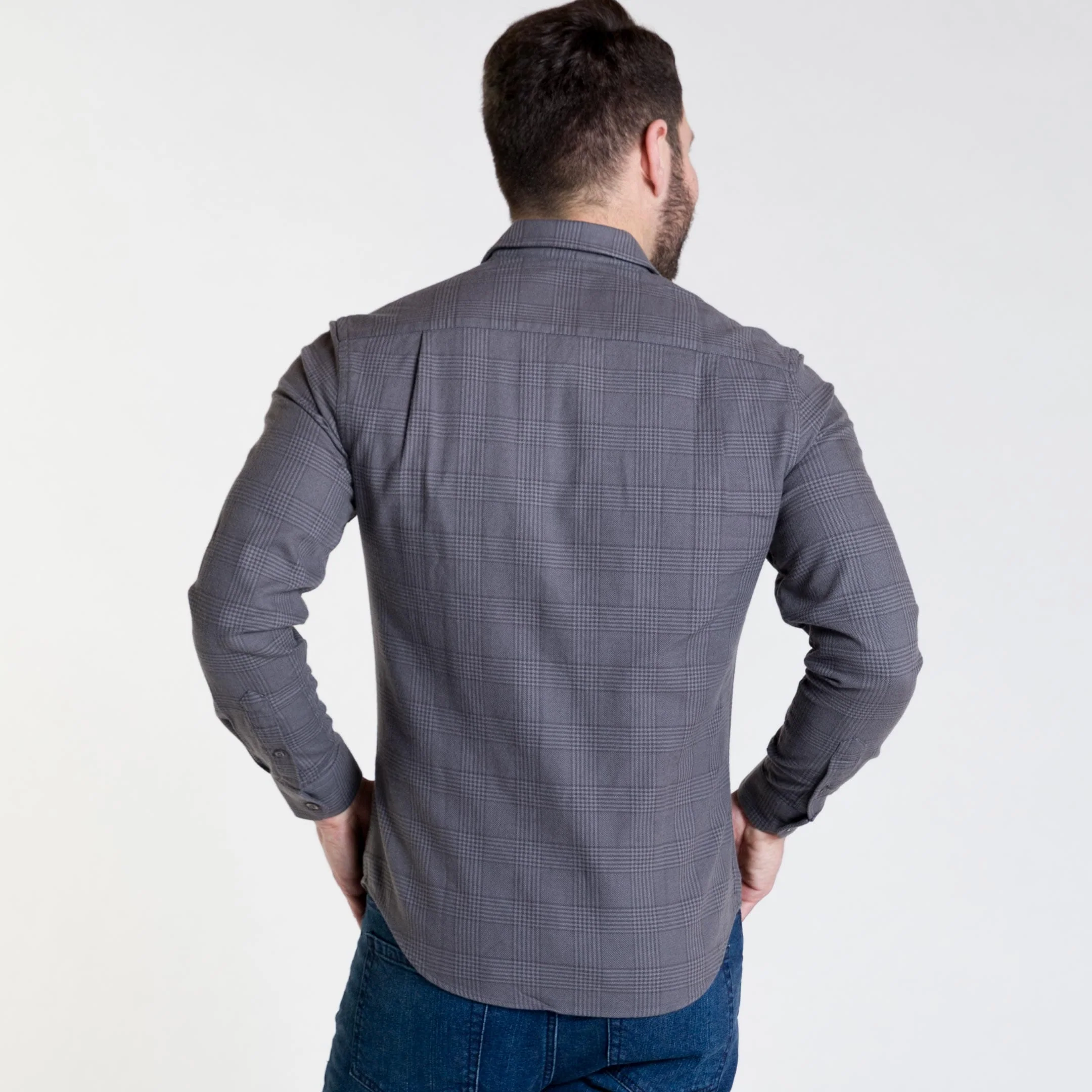 Charcoal Glen Plaid Flannel Shirt - Image 3