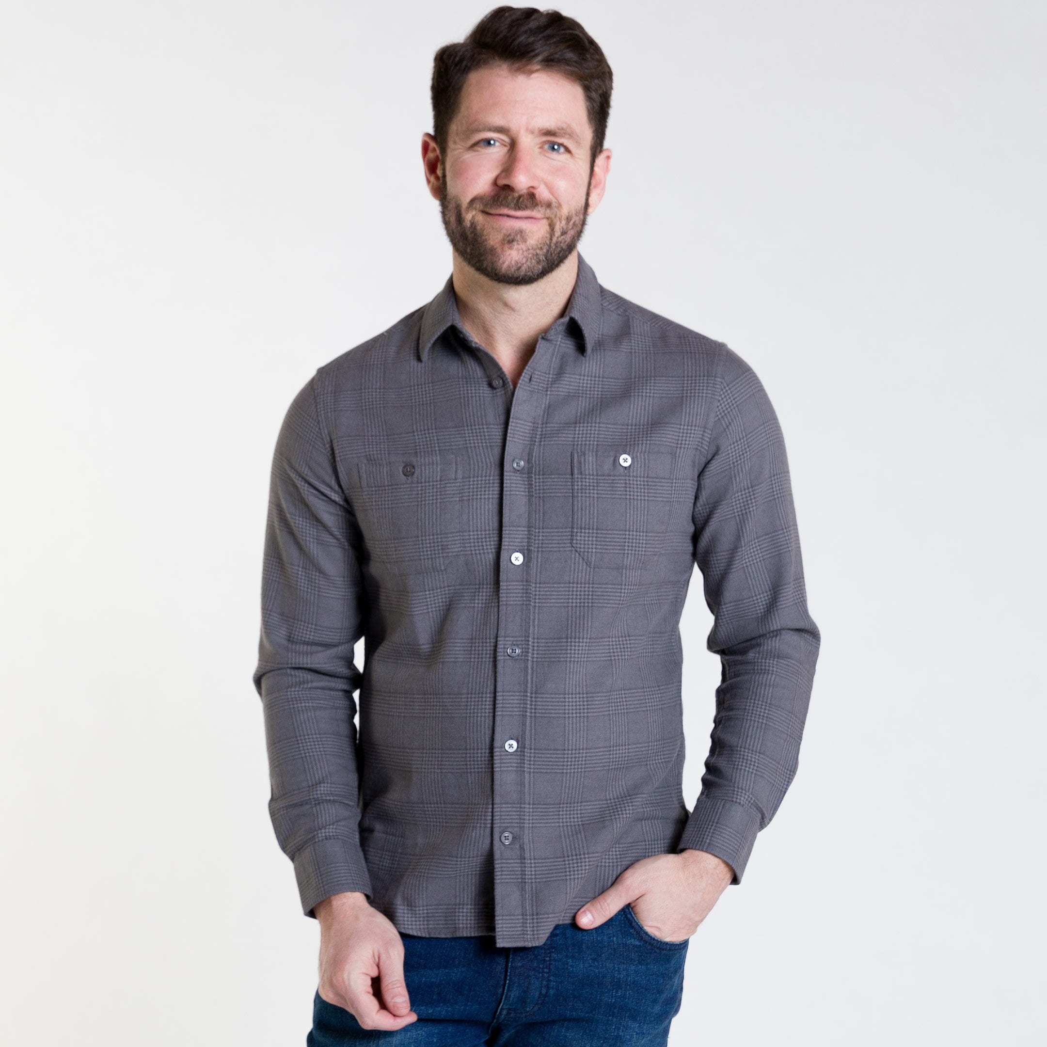 Charcoal Glen Plaid Flannel Shirt - Image 6