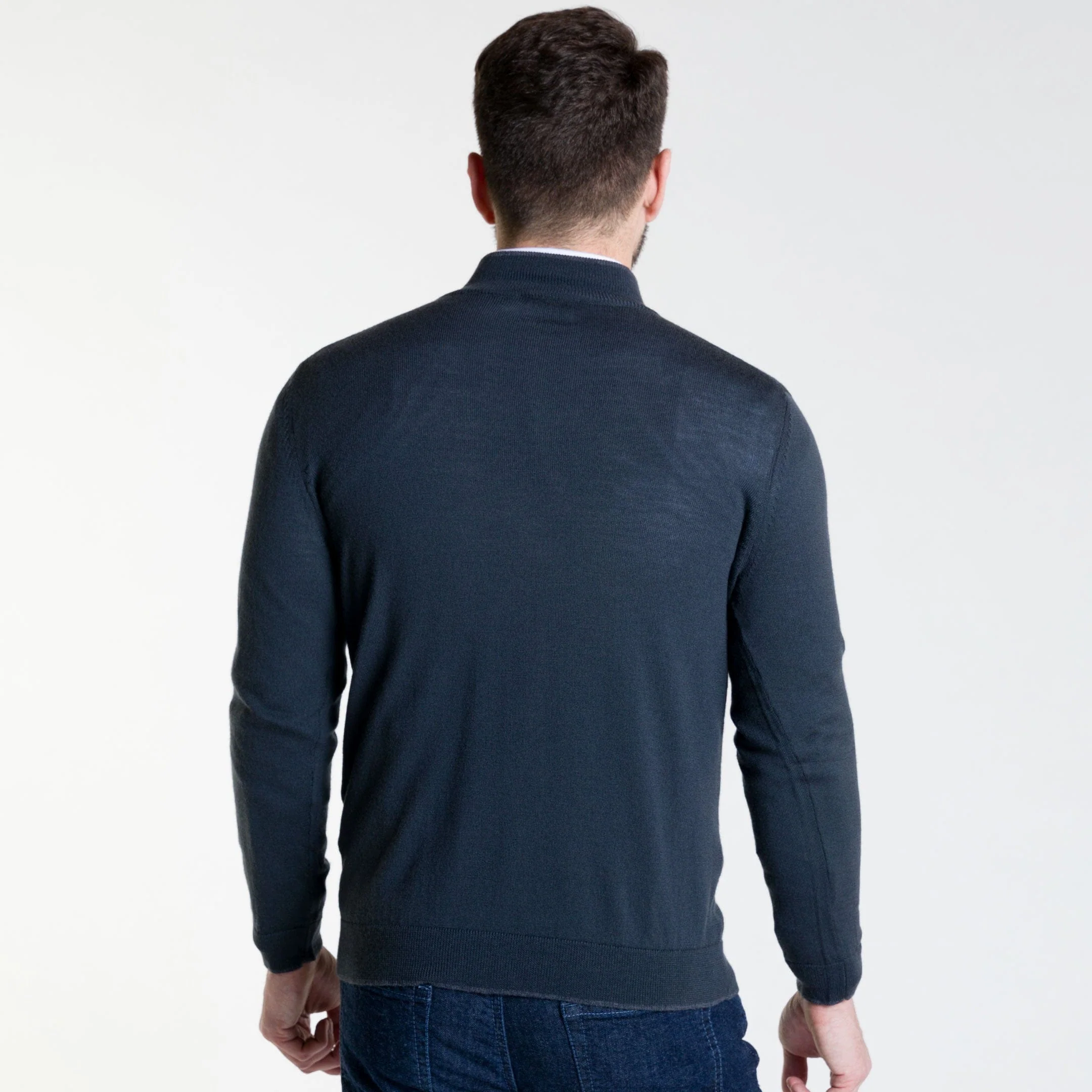 Charcoal Merino Quarter-Zip Sweater - Image 3