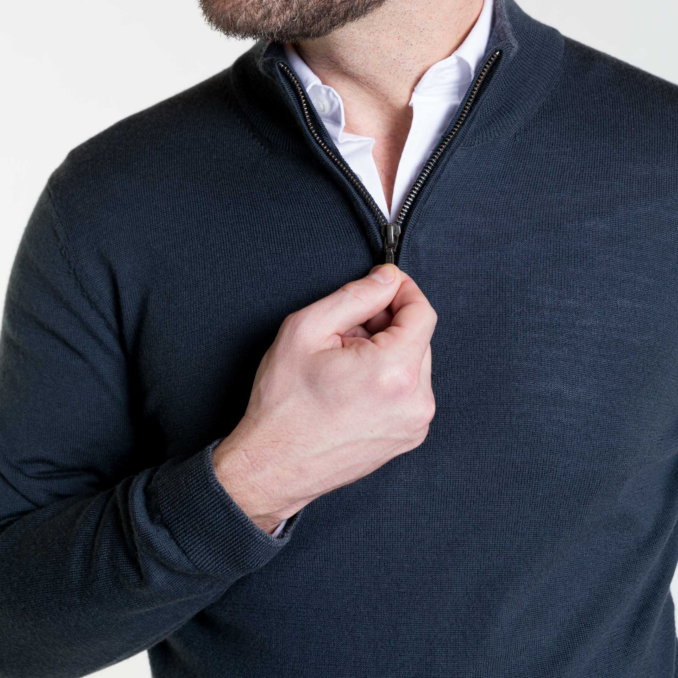 Charcoal Merino Quarter-Zip Sweater - Image 4