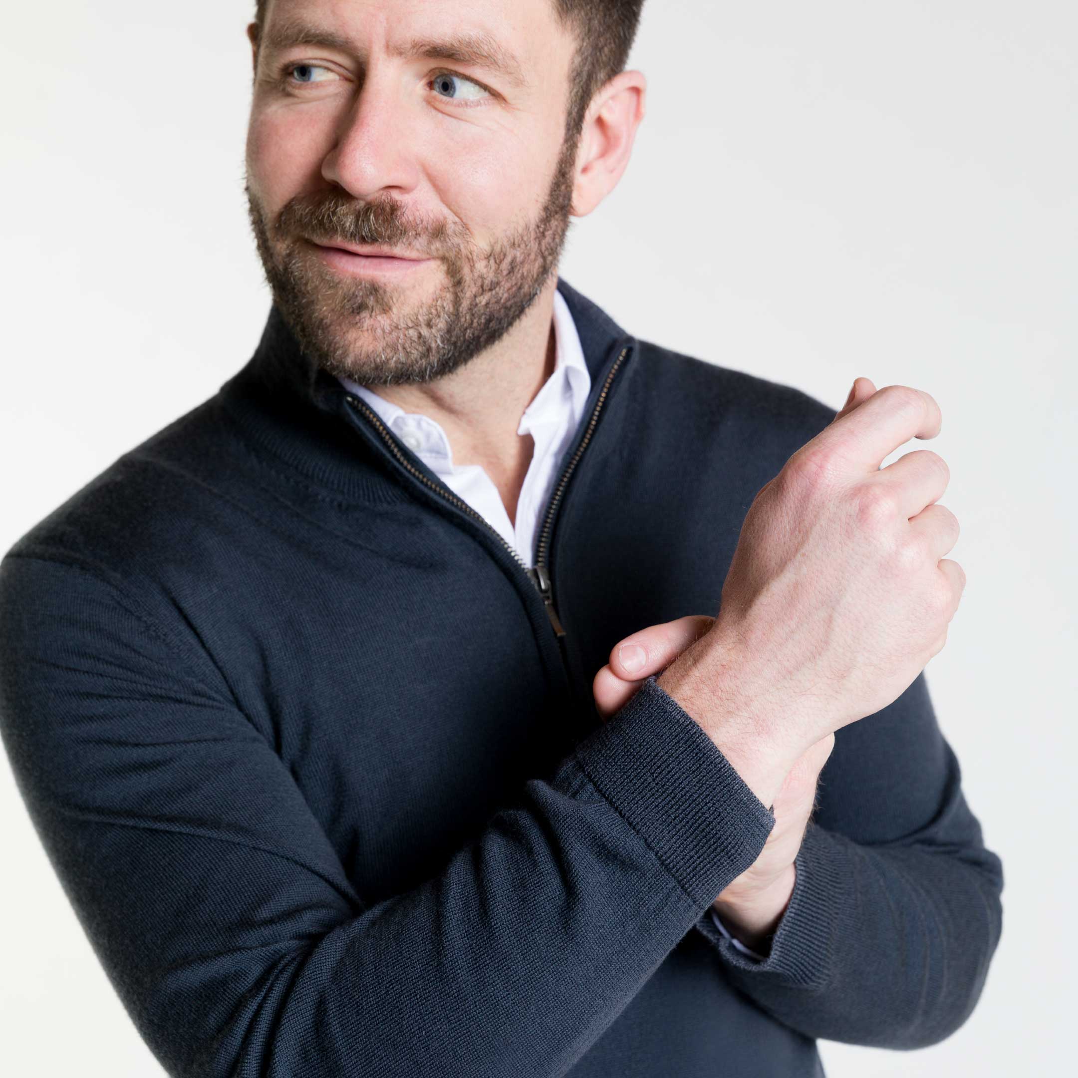 Charcoal Merino Quarter-Zip Sweater - Image 5