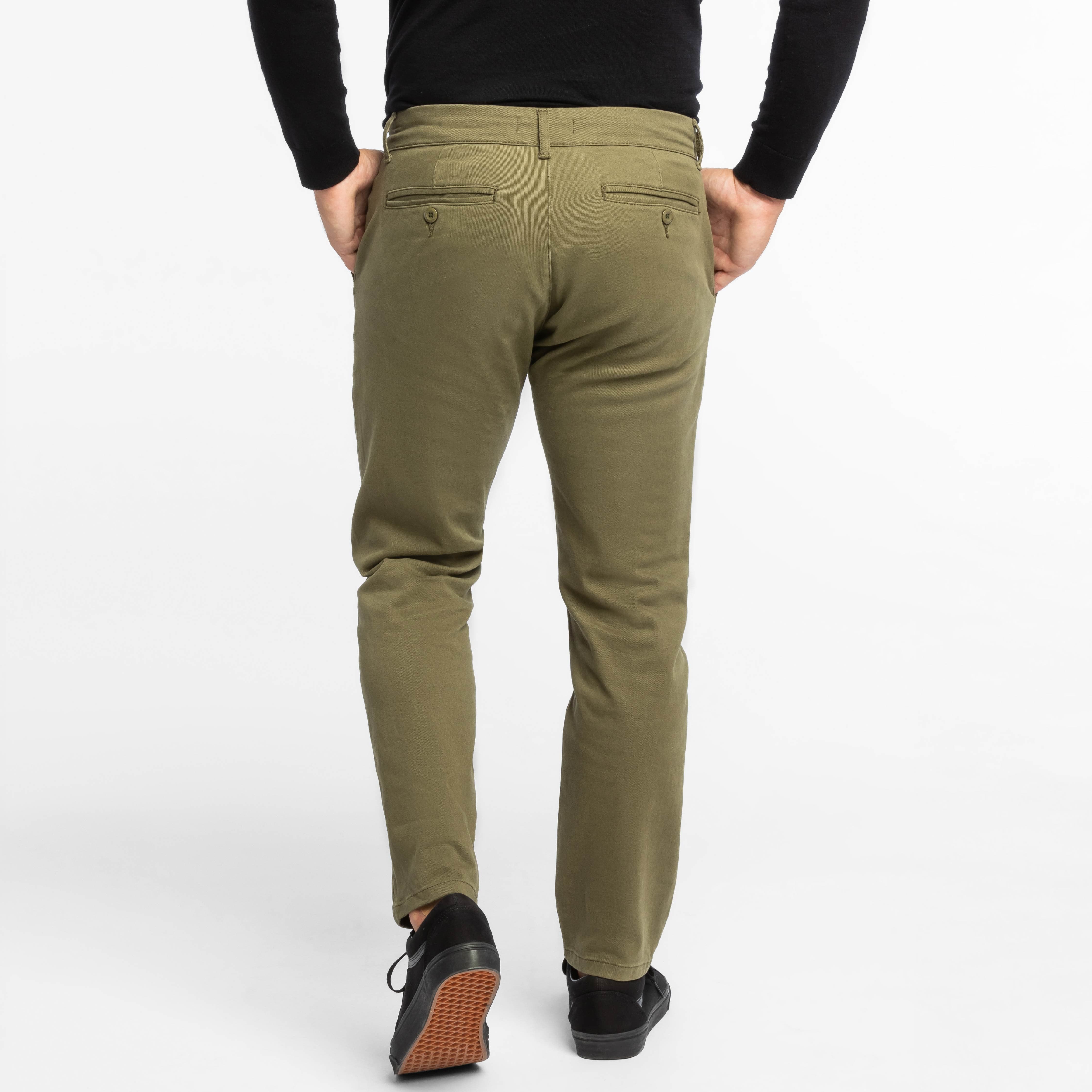 Dark Olive Washed Stretch Chino - Image 3
