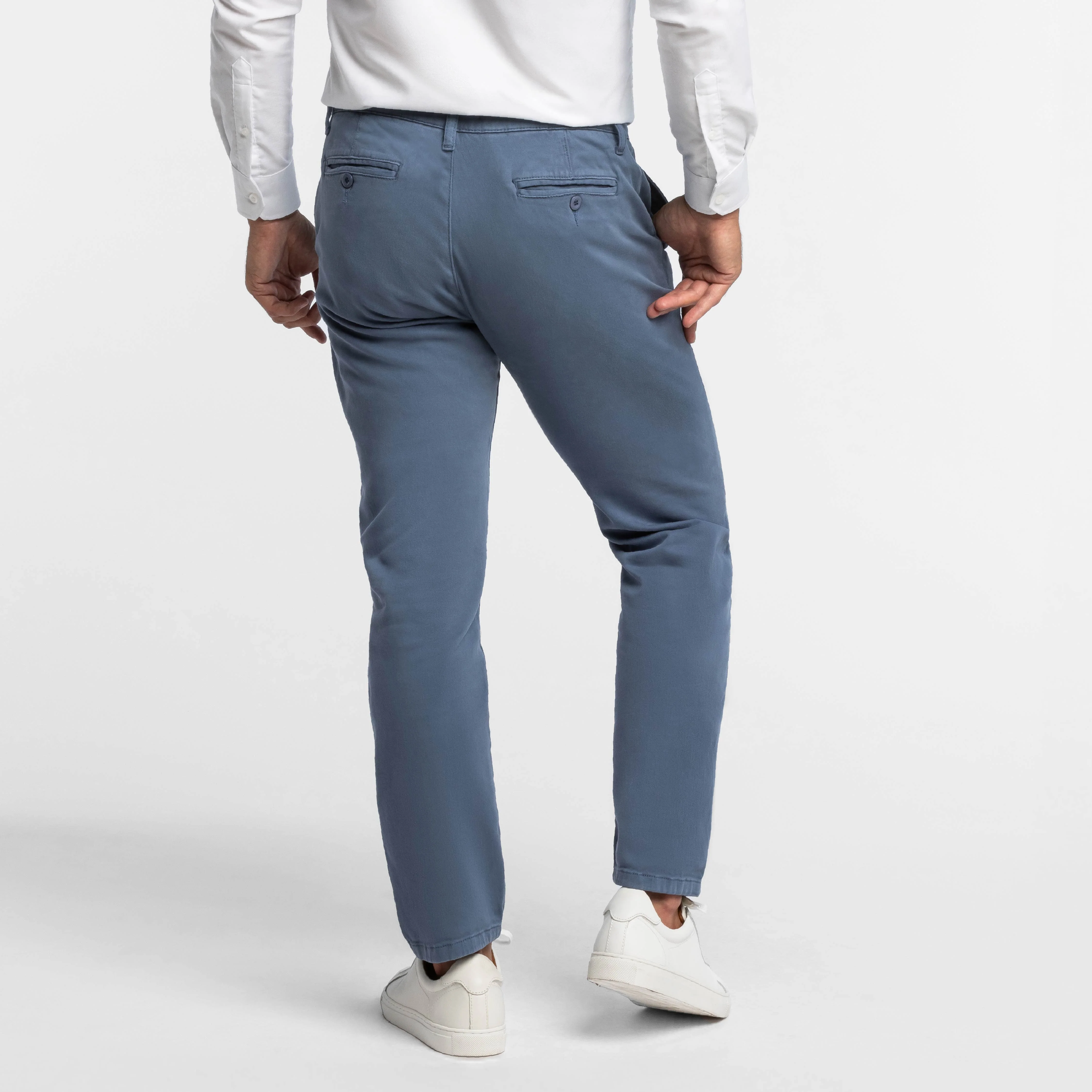 Deep Blue Washed Stretch Chino - Image 3