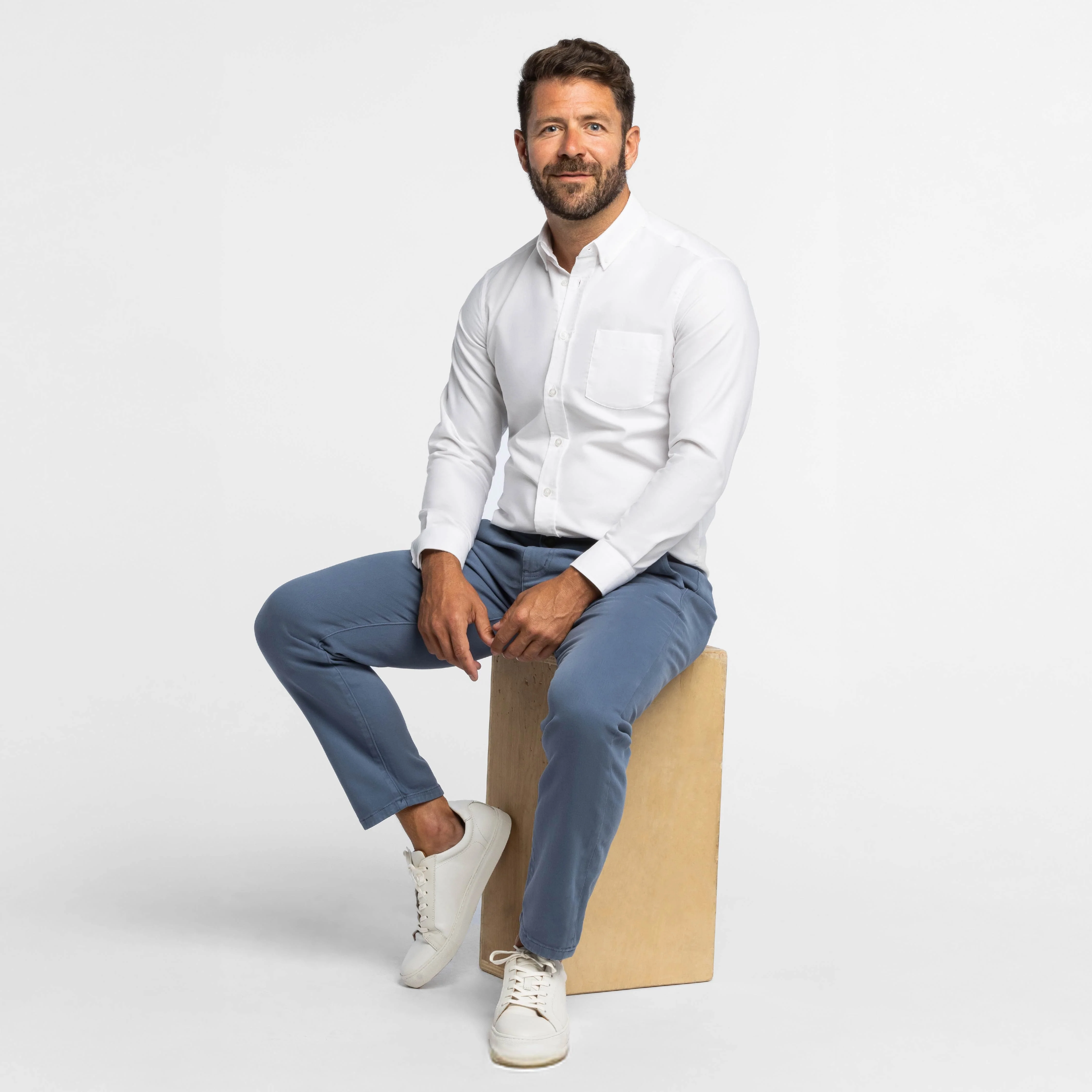 Deep Blue Washed Stretch Chino - Image 6