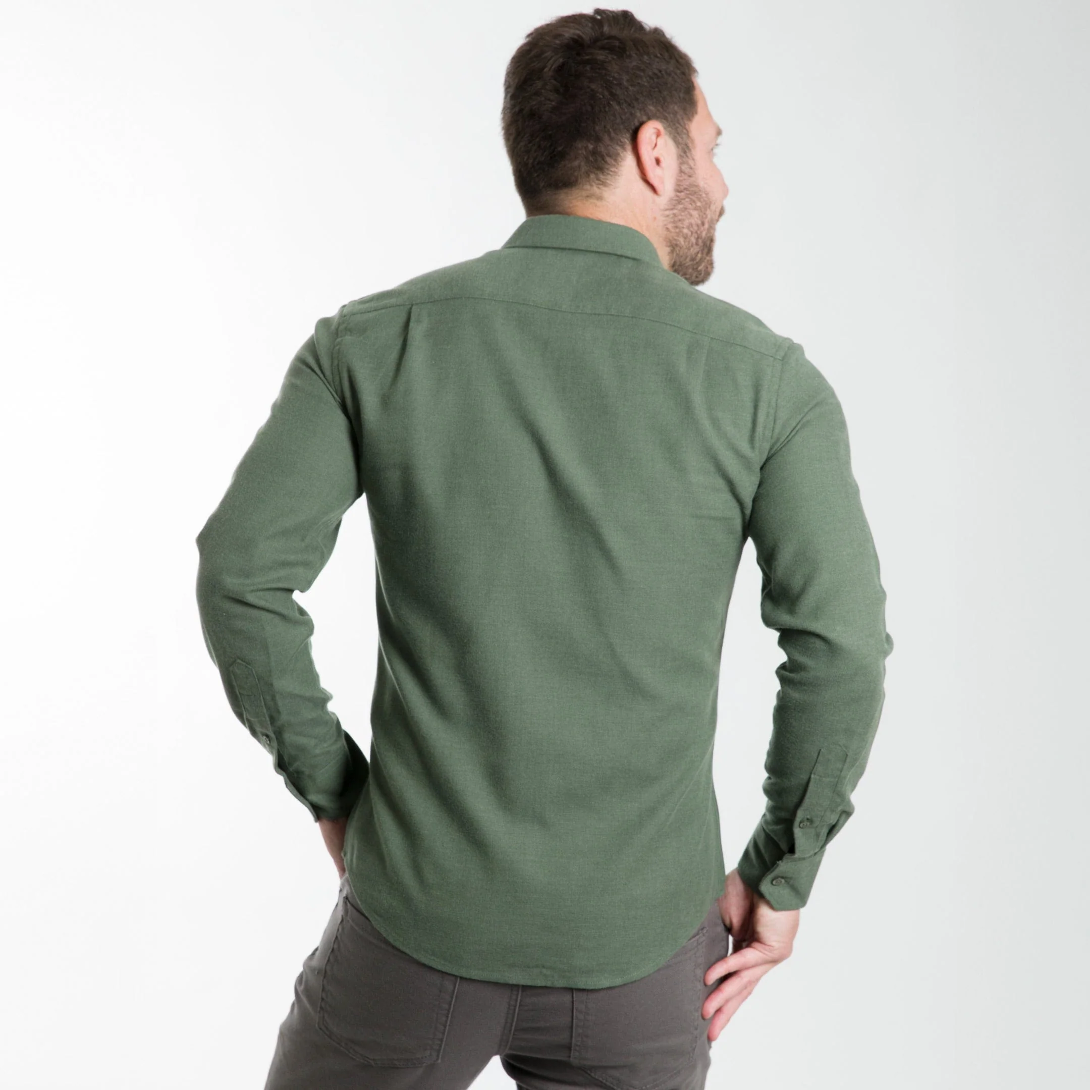 Elm Green Brushed Shirt - Image 3
