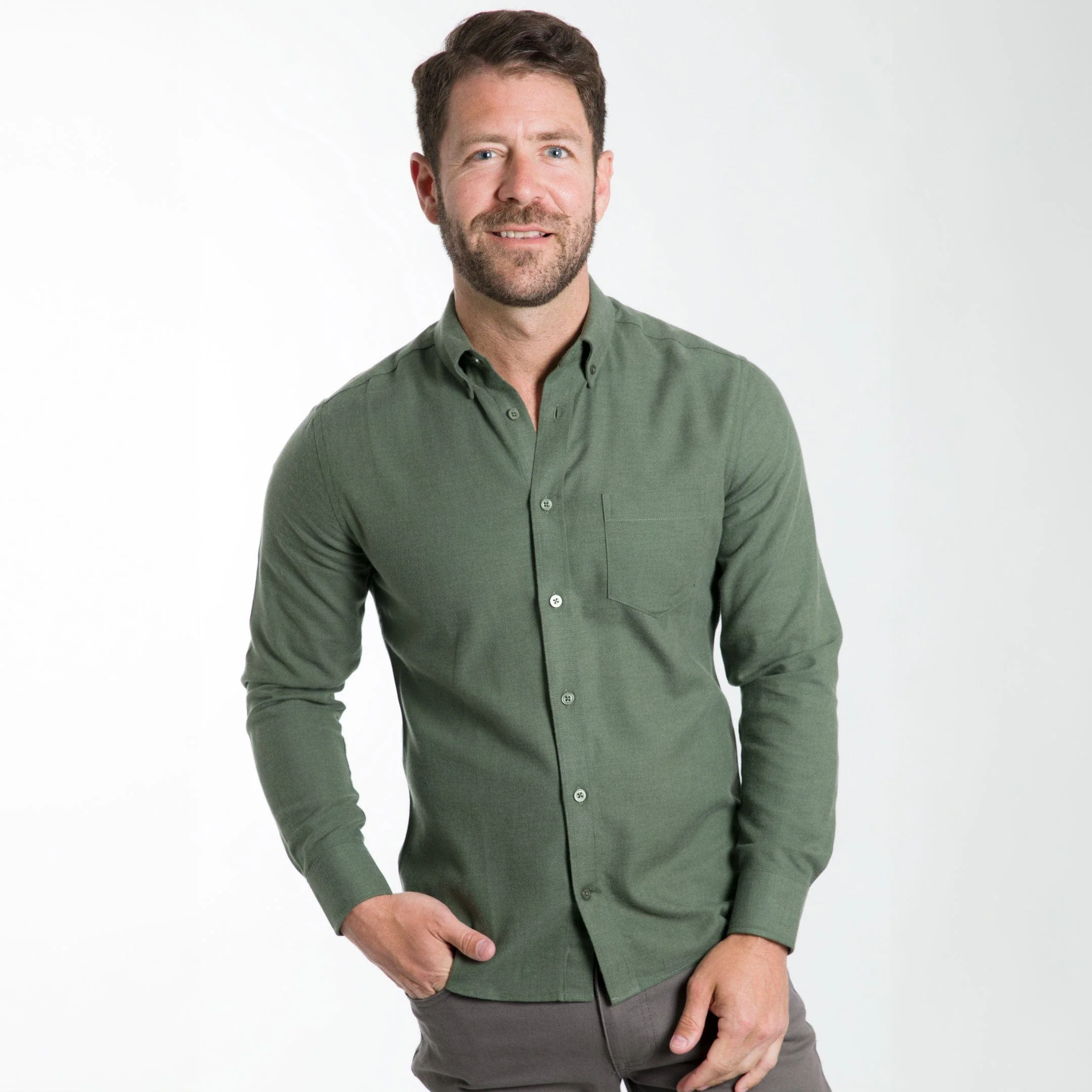 Elm Green Brushed Shirt - Image 6