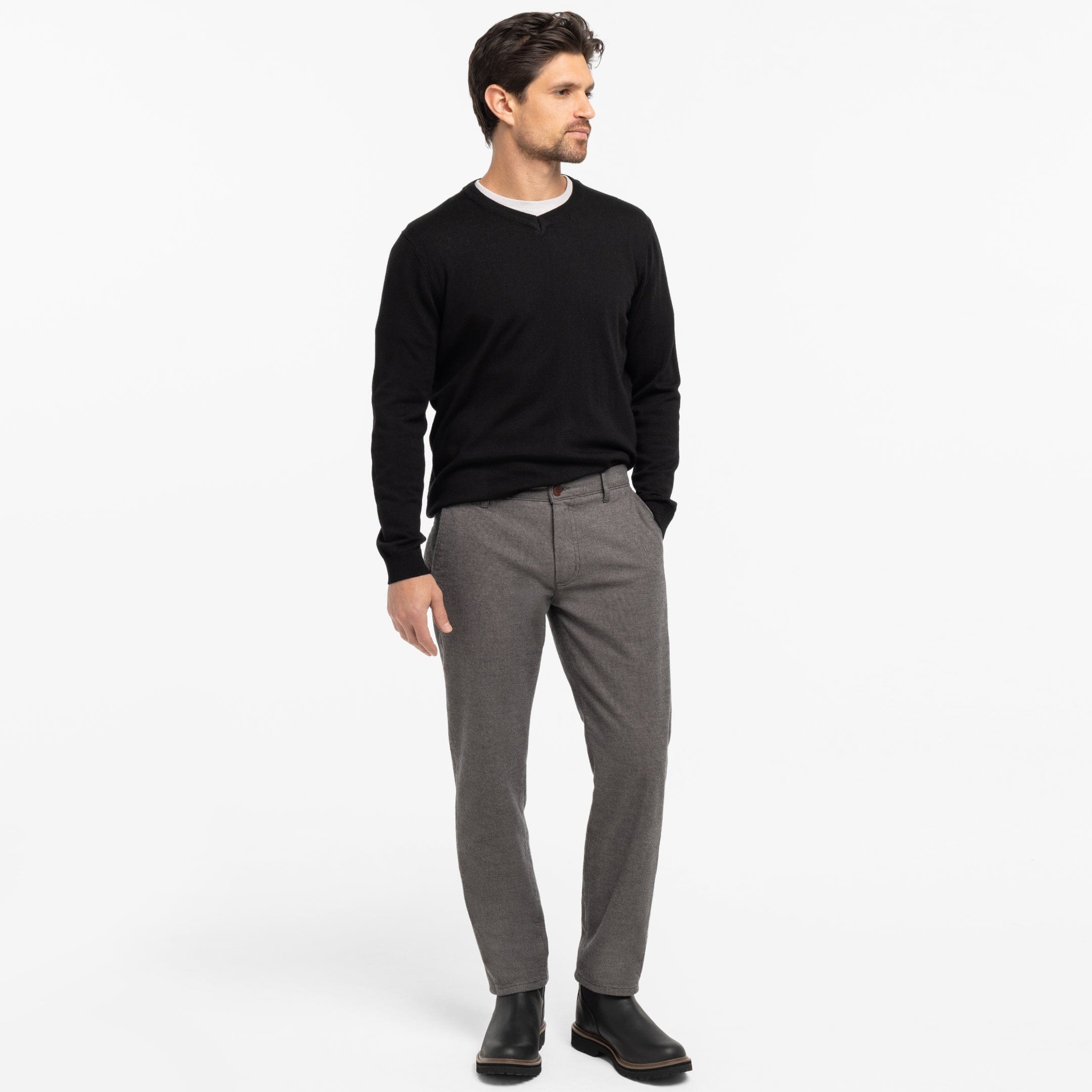 Grey Brushed Twill Chinos - Image 6