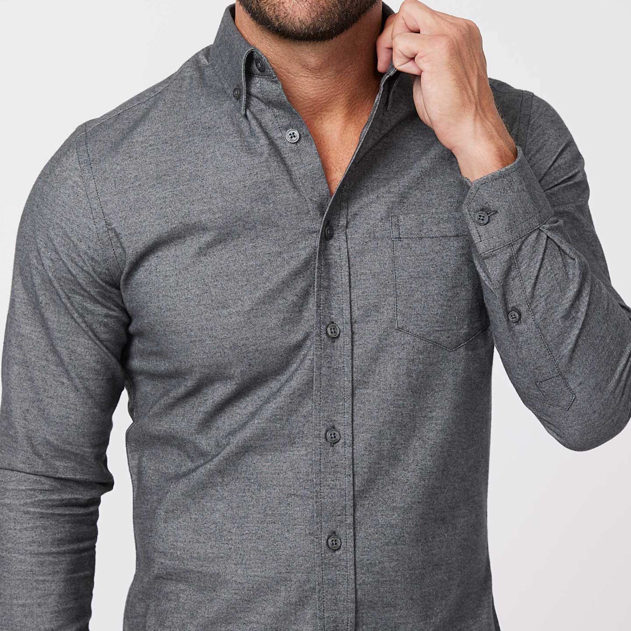 Heather Charcoal Brushed Shirt - Image 3
