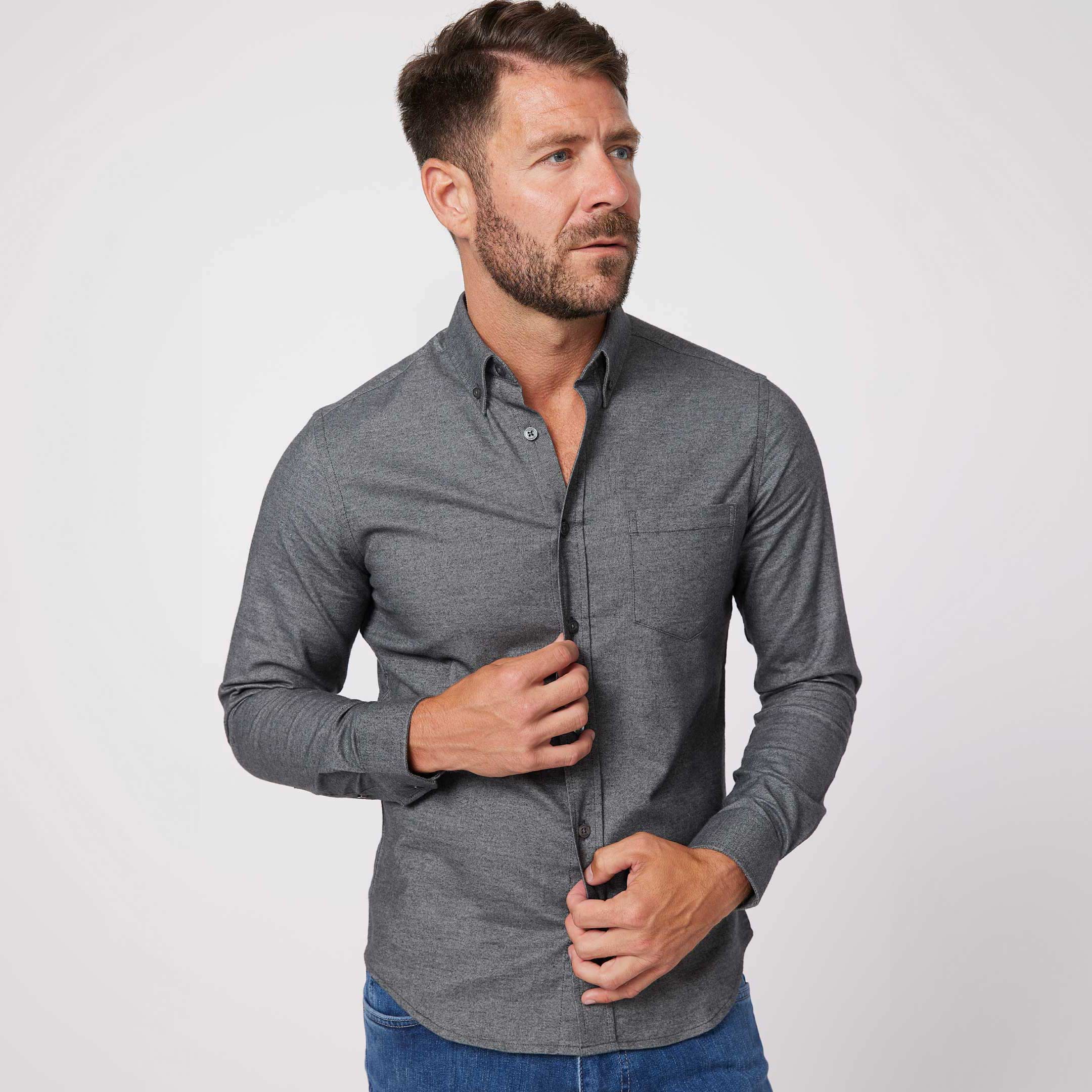 Heather Charcoal Brushed Shirt - Image 6