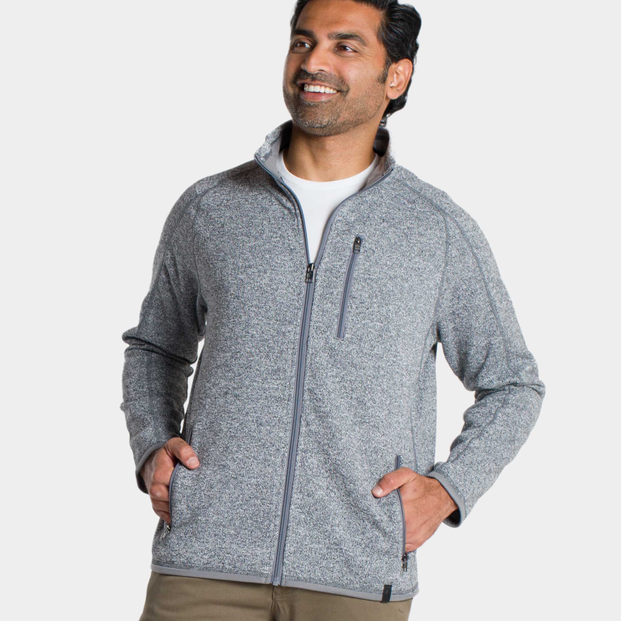Heather Grey Full-Zip Fleece Jacket - Image 6
