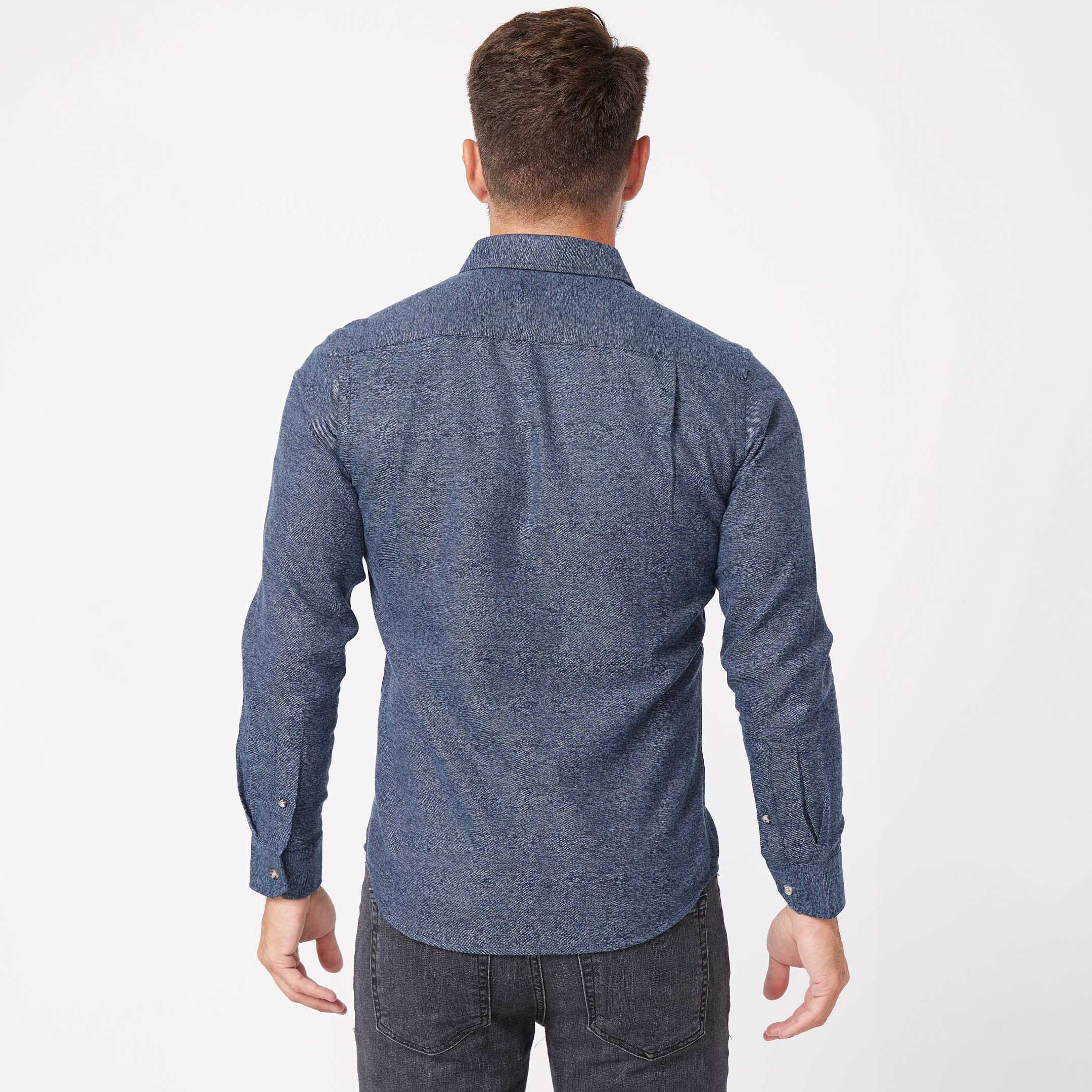 Heather Indigo Brushed Shirt - Image 3