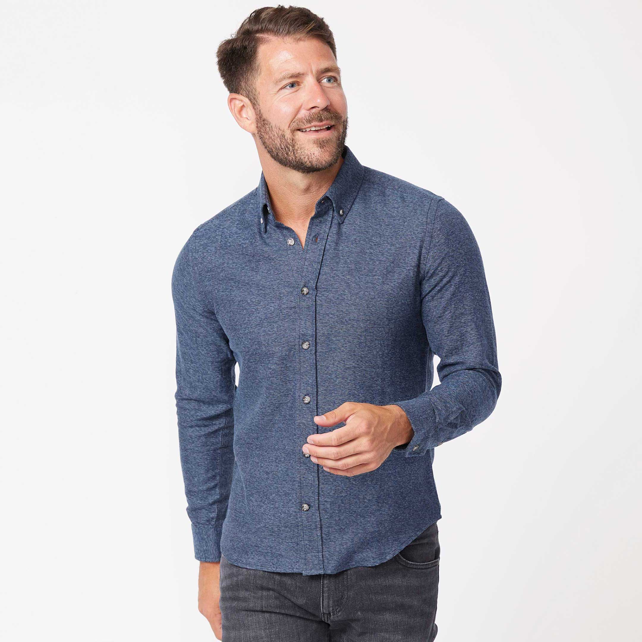 Heather Indigo Brushed Shirt - Image 5