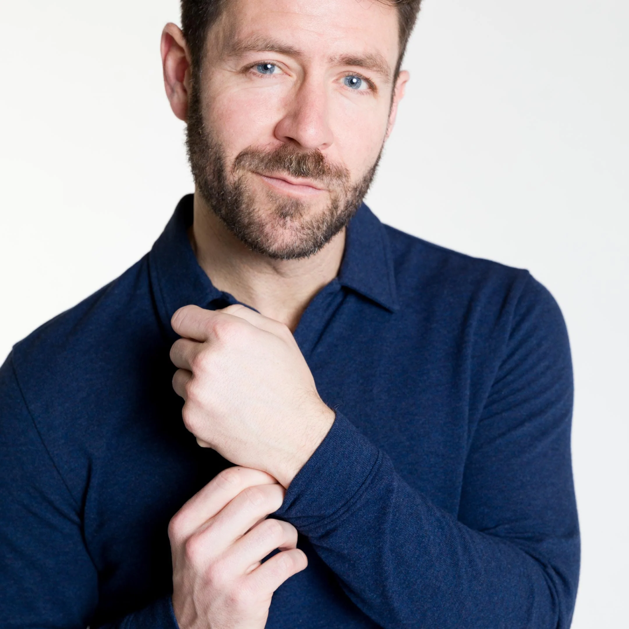 Heather Navy Pique Long Sleeve Polo - Image 5