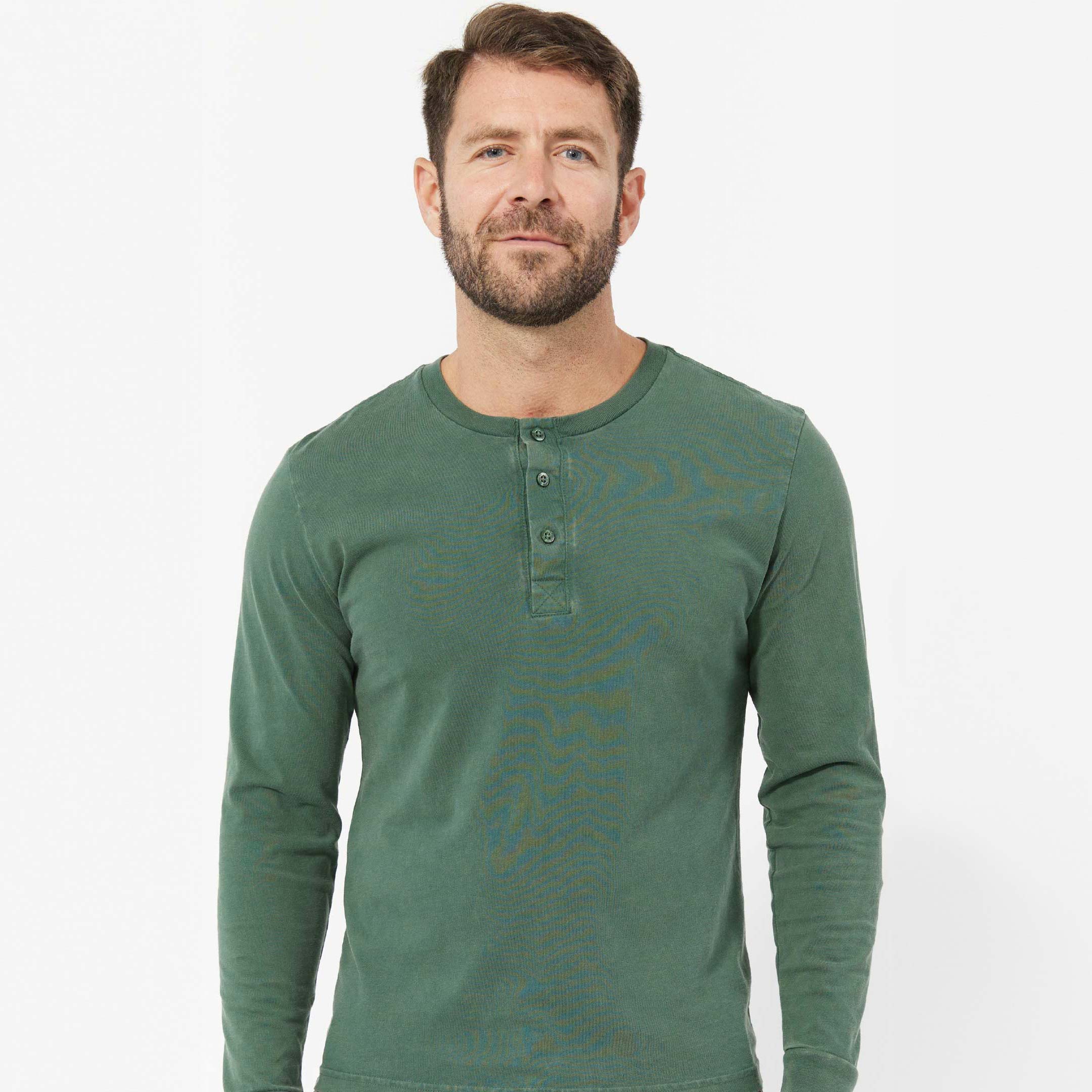 Hunter Green Long Sleeve Pima Cotton Henley - Image 4