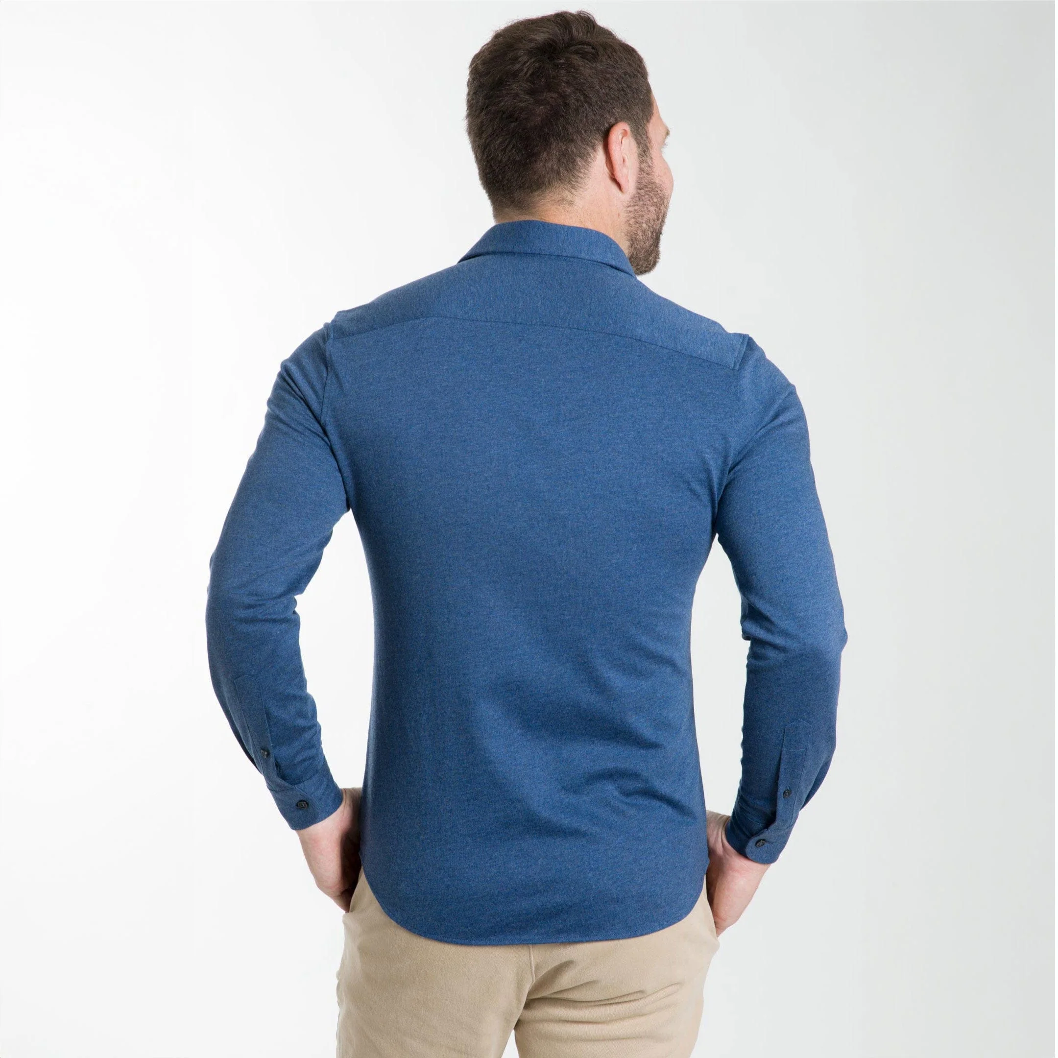 Indigo Melange Natural Performance Stretch Shirt - Image 3