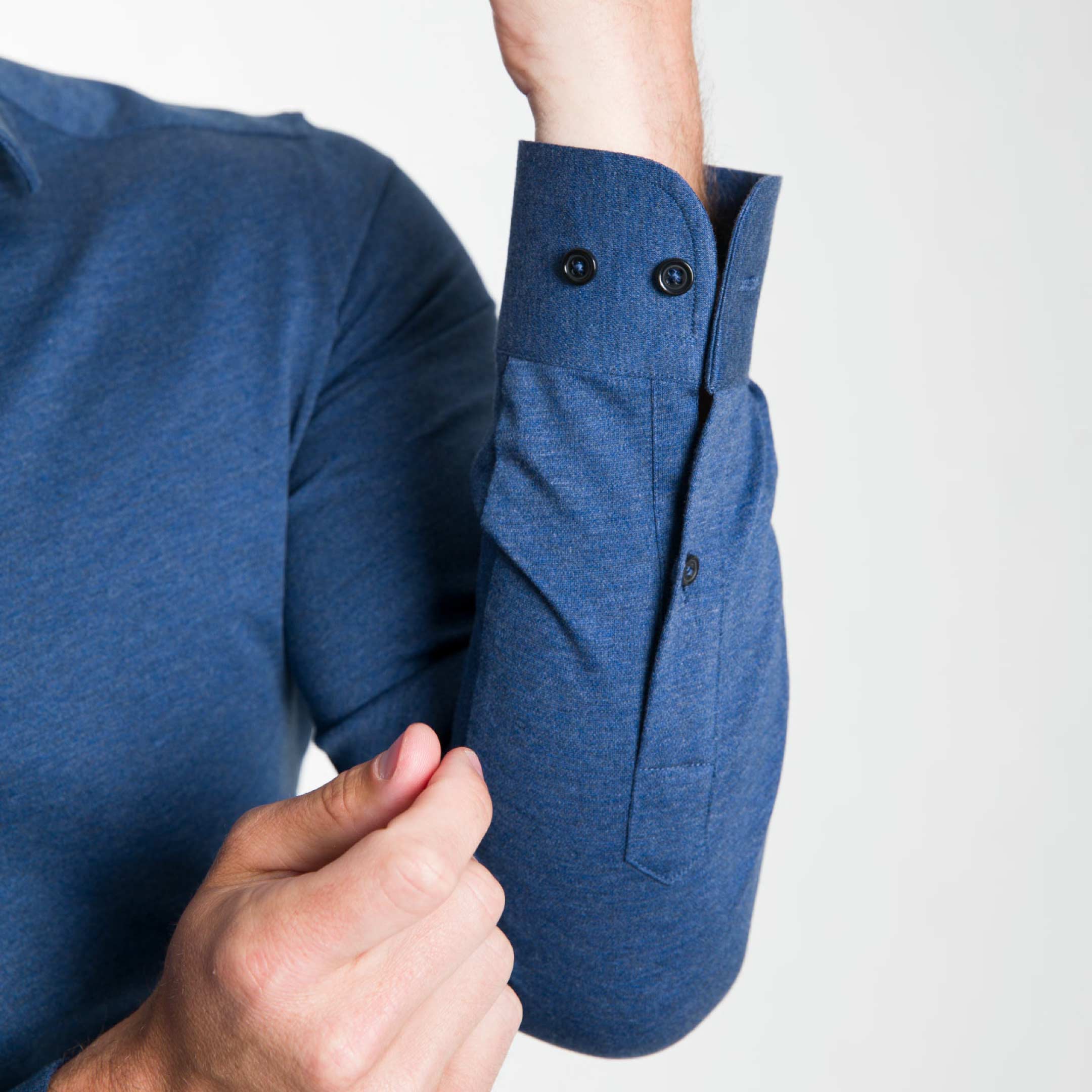 Indigo Melange Natural Performance Stretch Shirt - Image 5