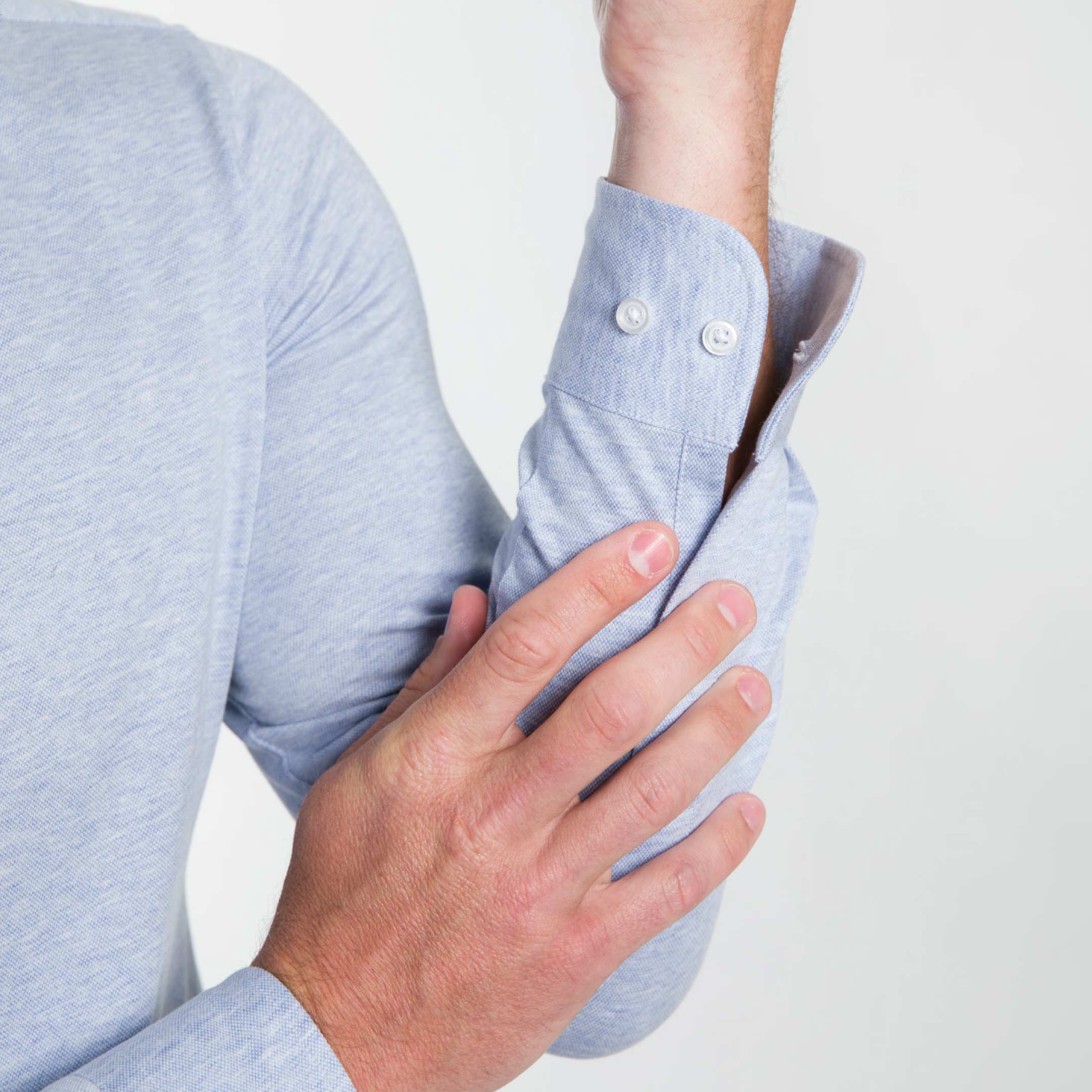 Light Blue Melange Natural Performance Stretch Shirt - Image 4