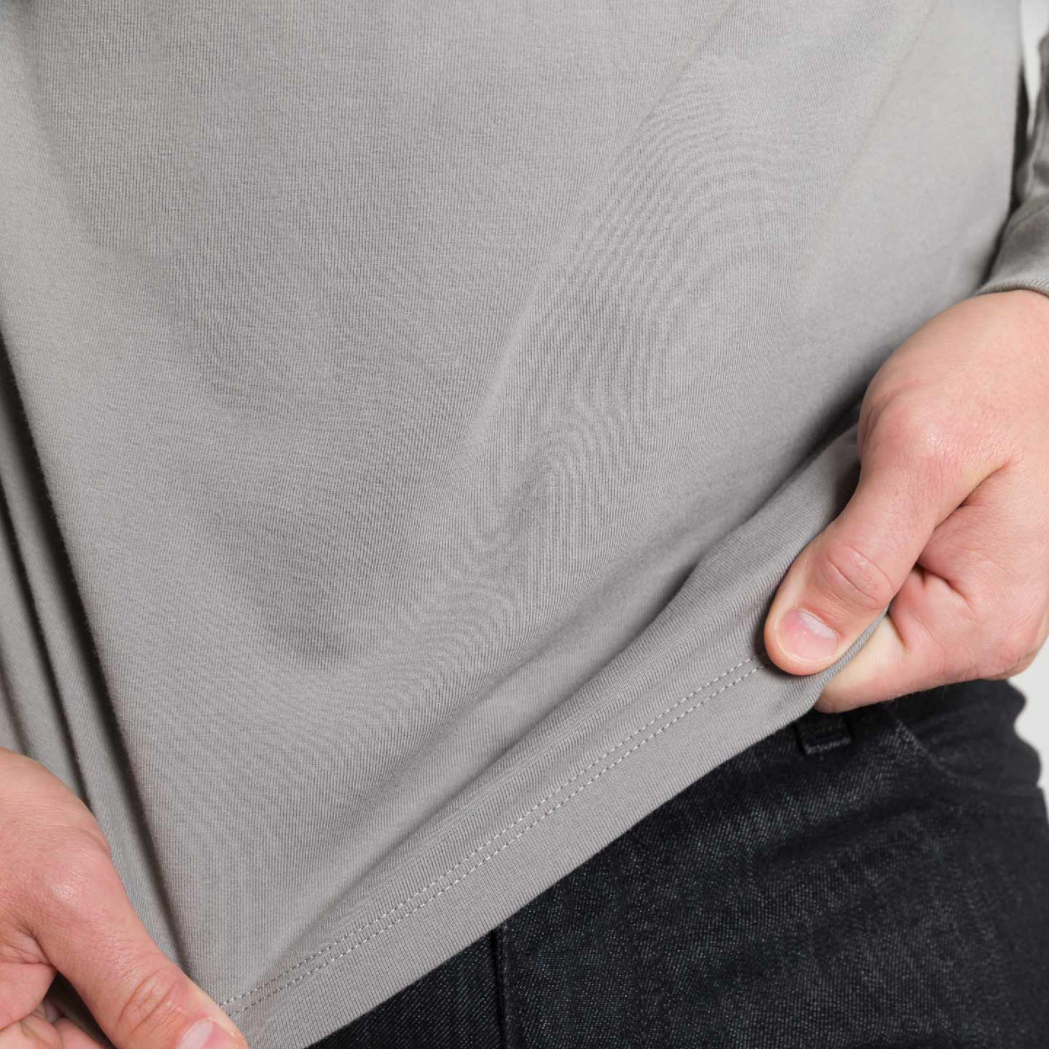 Light Grey Long Sleeve Pima Cotton Crew Neck Tee - Image 6