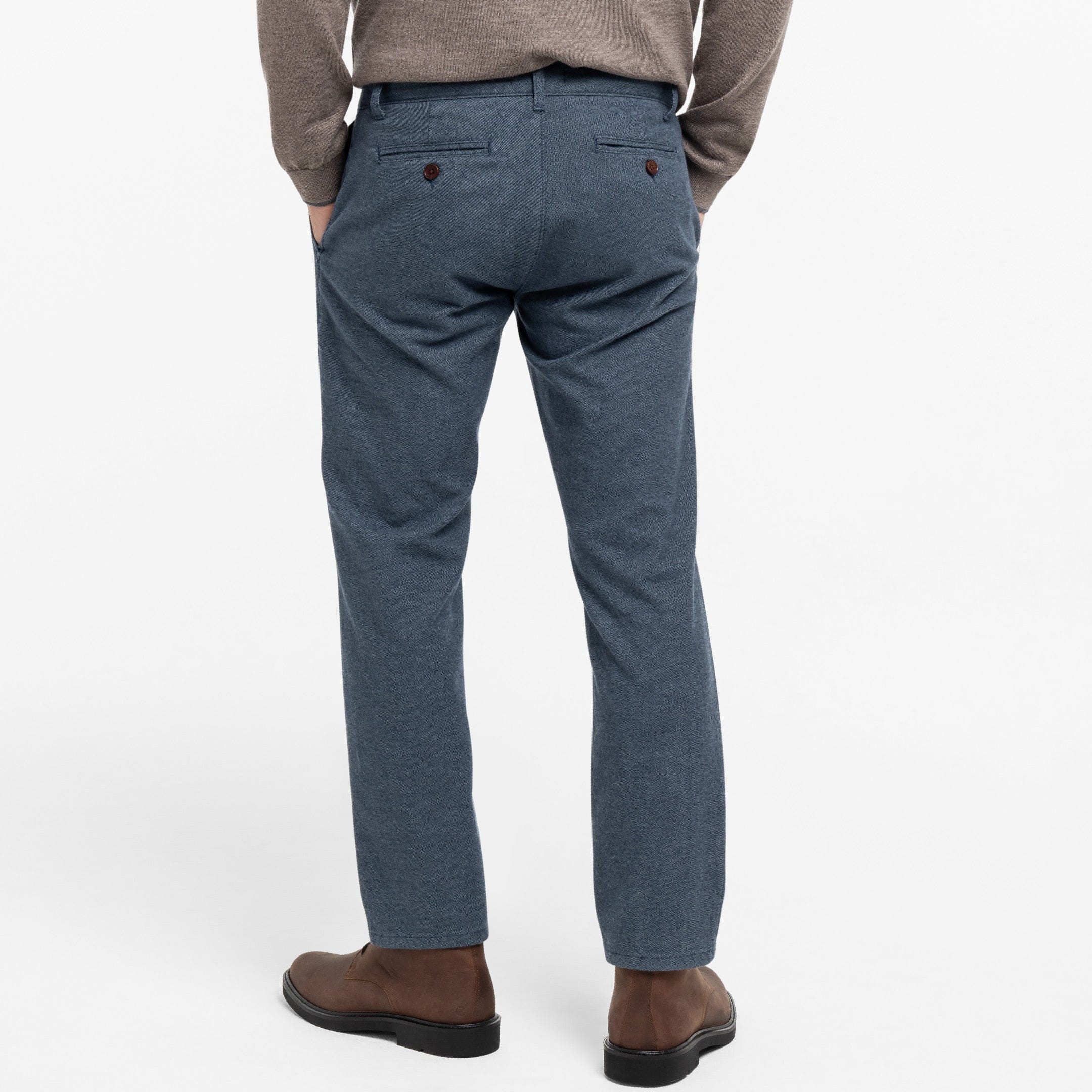 Navy Brushed Twill Chinos - Image 3