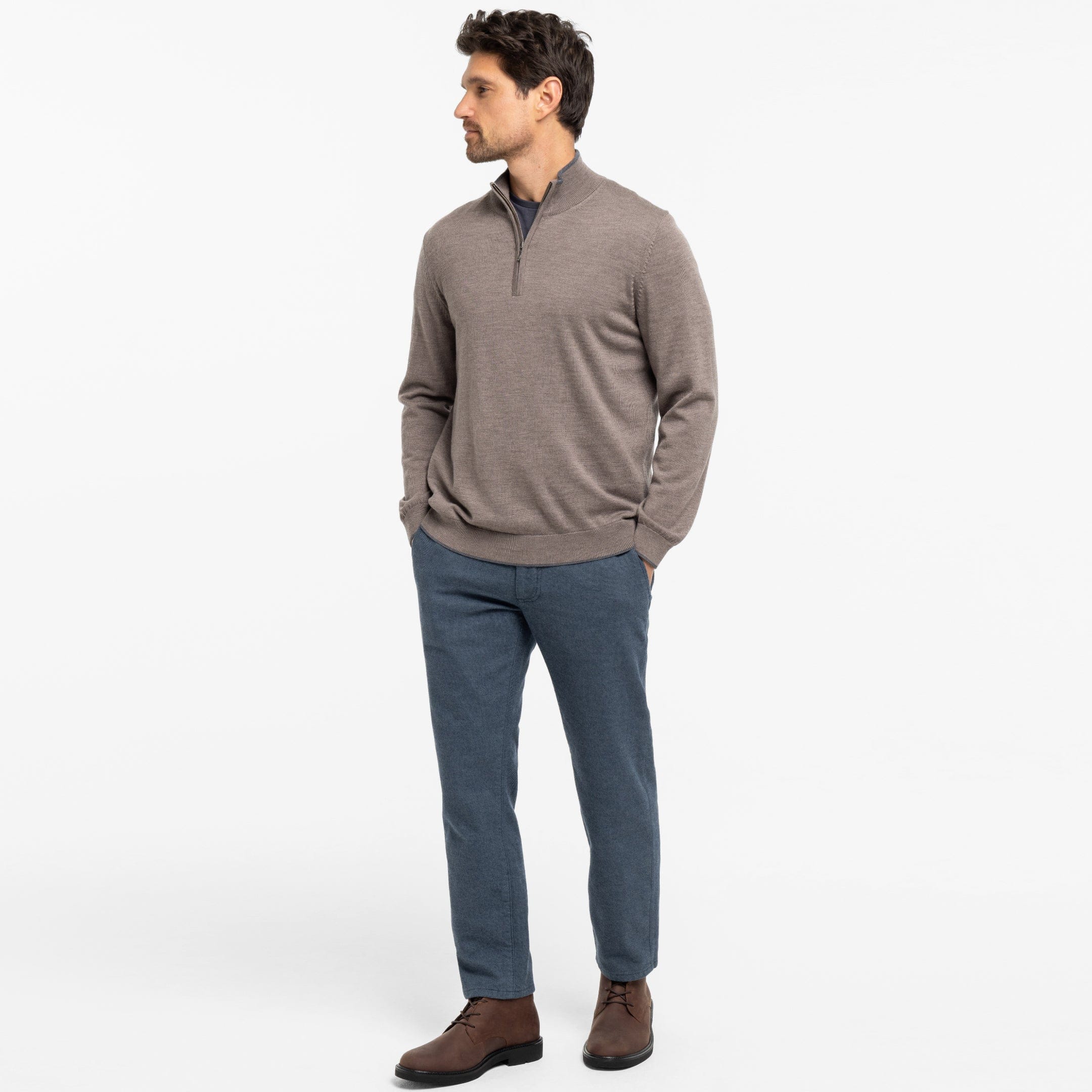 Navy Brushed Twill Chinos - Image 6