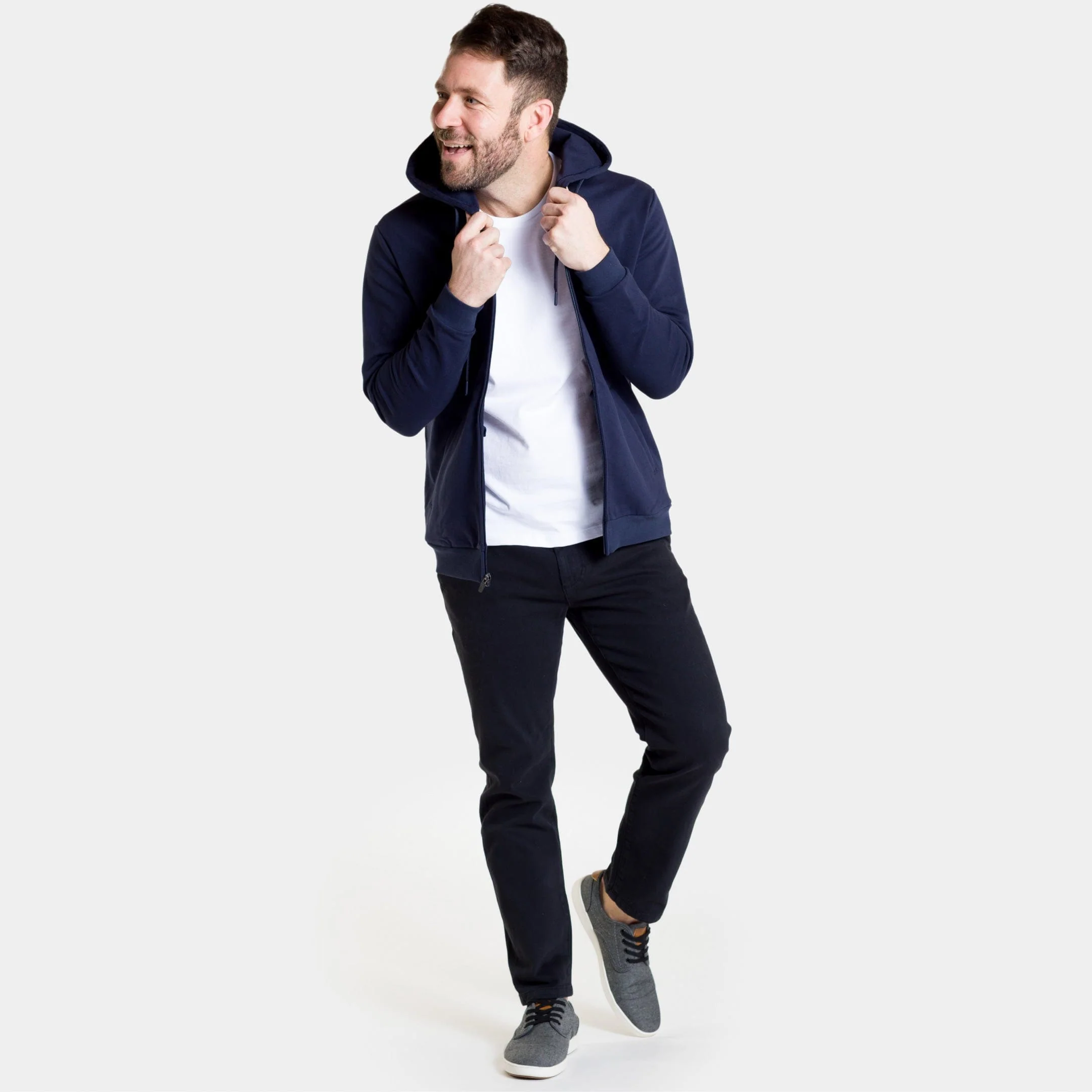 Navy French Terry Full-Zip Hoodie - Image 3