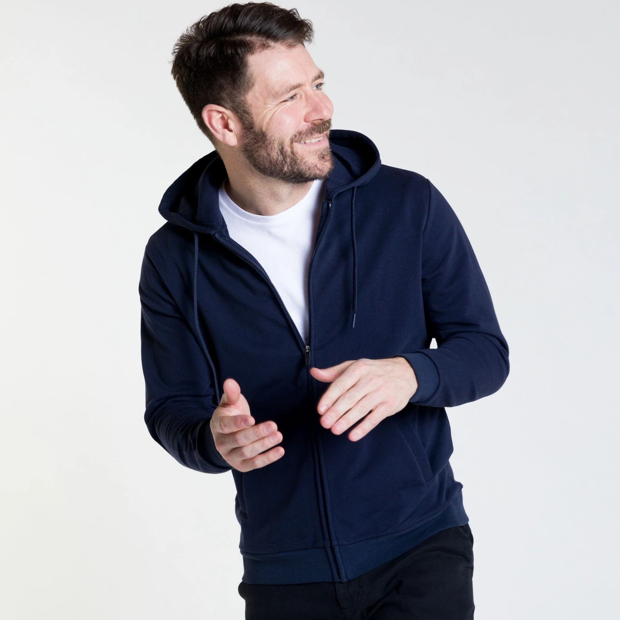 Navy French Terry Full-Zip Hoodie - Image 6