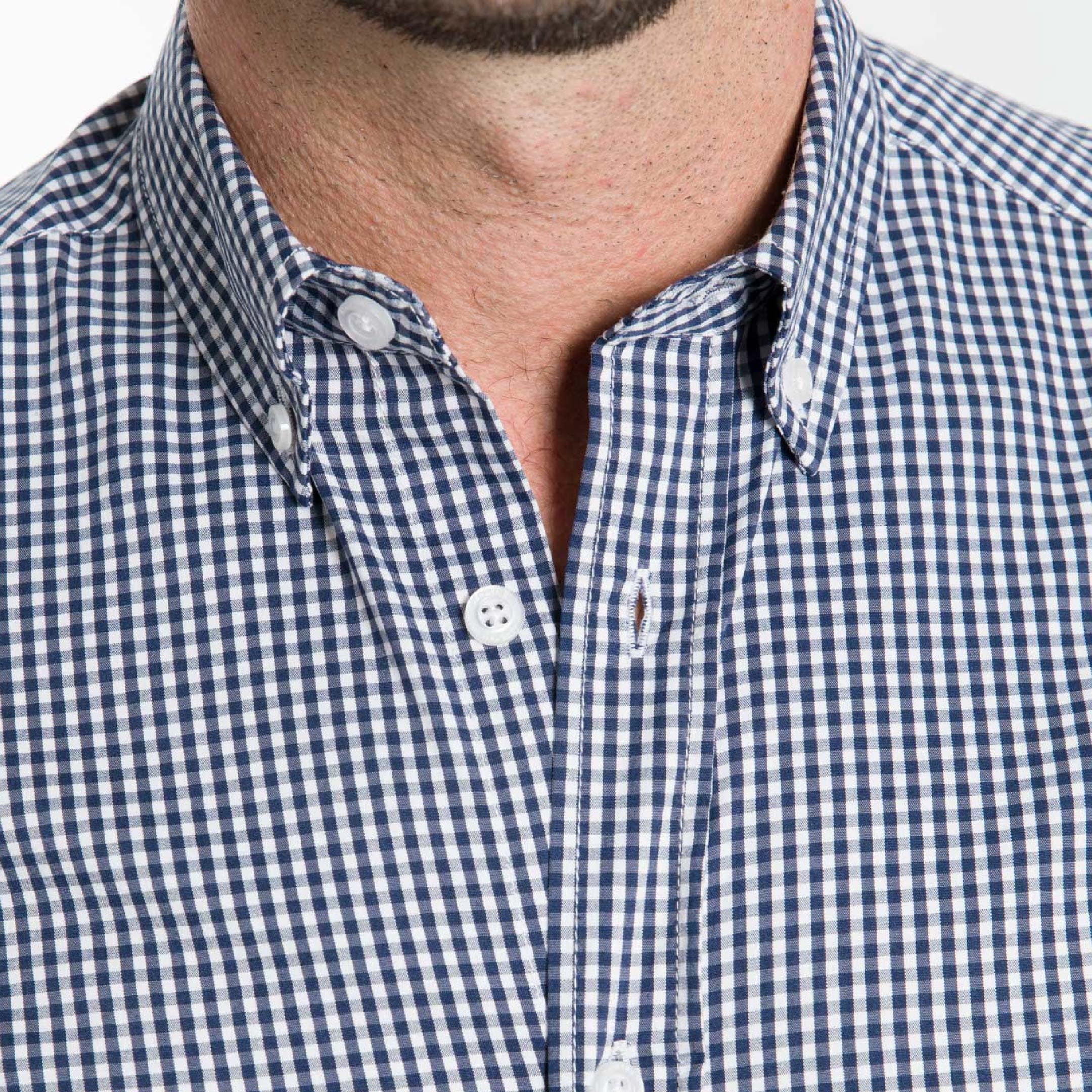 Navy Gingham Short Sleeve Wrinkle Free Shirt - Image 4