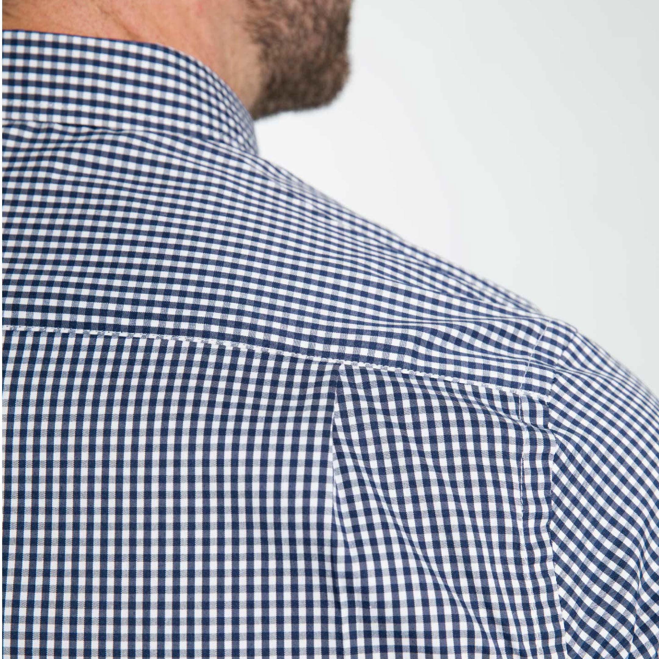 Navy Gingham Short Sleeve Wrinkle Free Shirt - Image 5