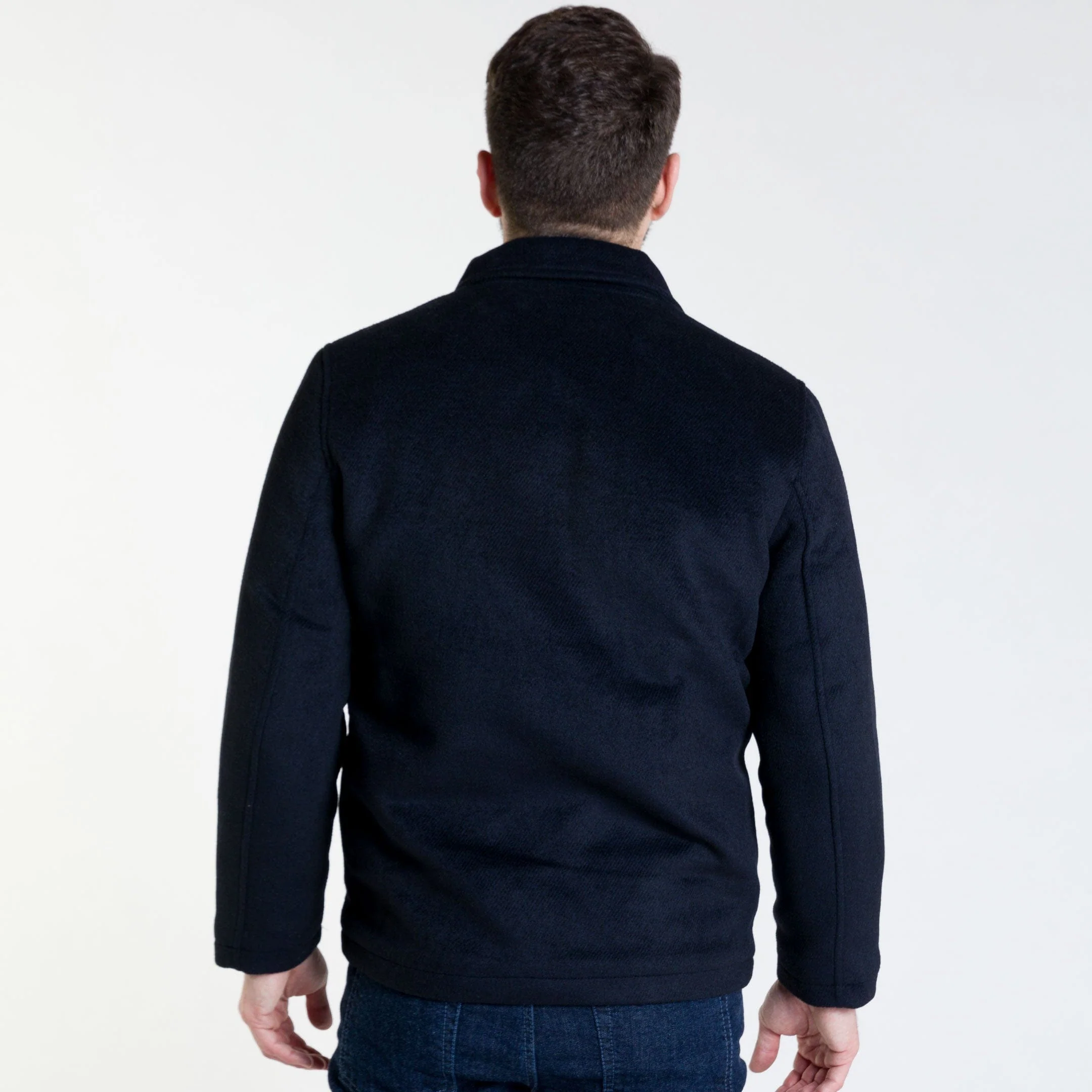 Navy Herringbone Peacoat - Image 3